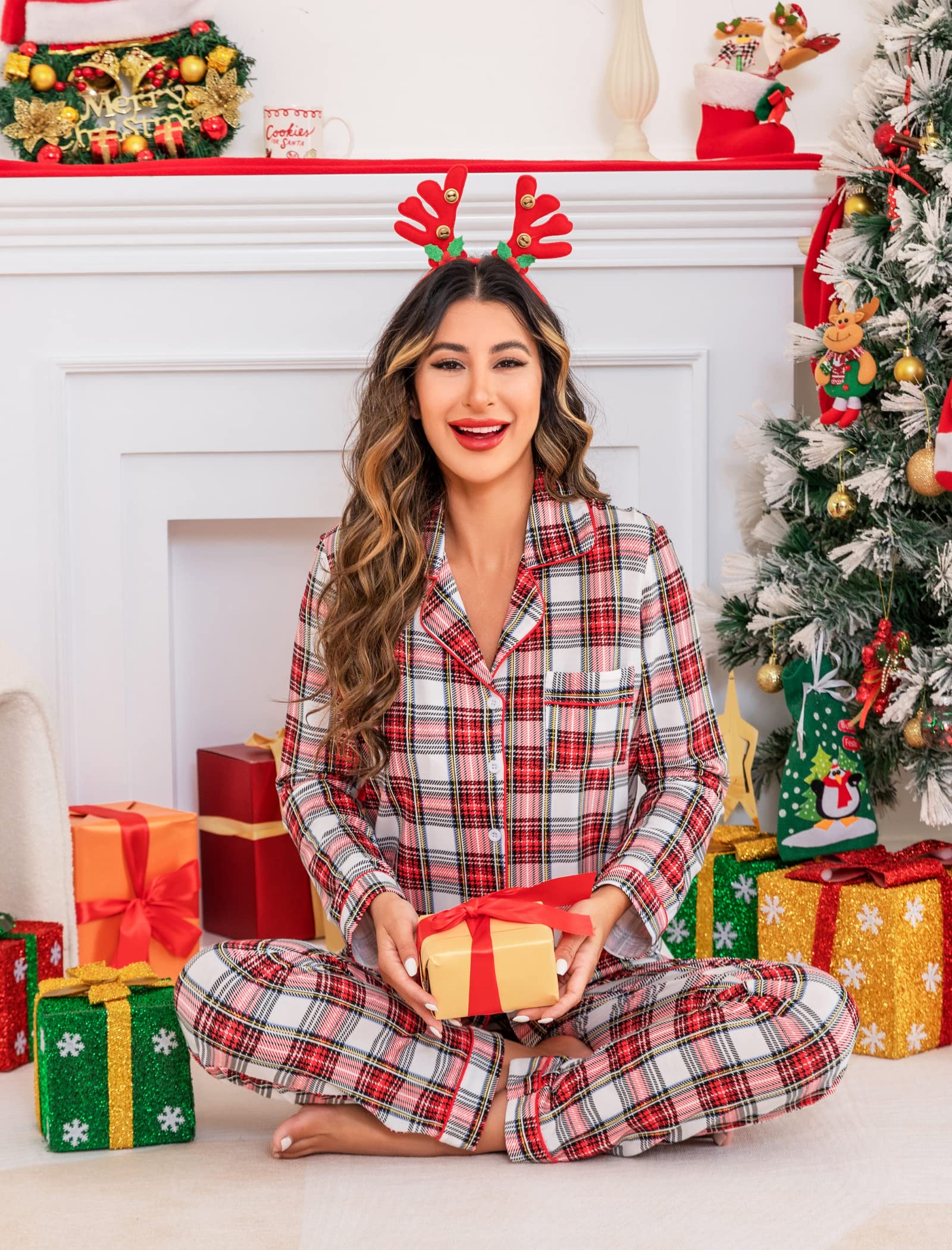 Leikar Women's Soft Button-Up Pajama Set - Long Sleeve Shirt & Pants for Sleepwear, Lounge & Home Comfort - Cozy PJS for Relaxing, Nighttime & Casual Wear