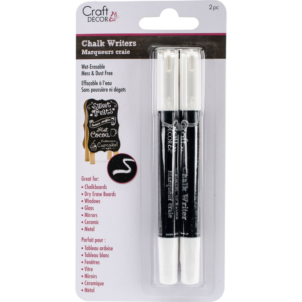 Premium White Chalk Markers for Crafting & Décor - 2 Pack, Non-Toxic & Vibrant Colors - Perfect for Chalkboards, Signs, Windows & DIY Projects