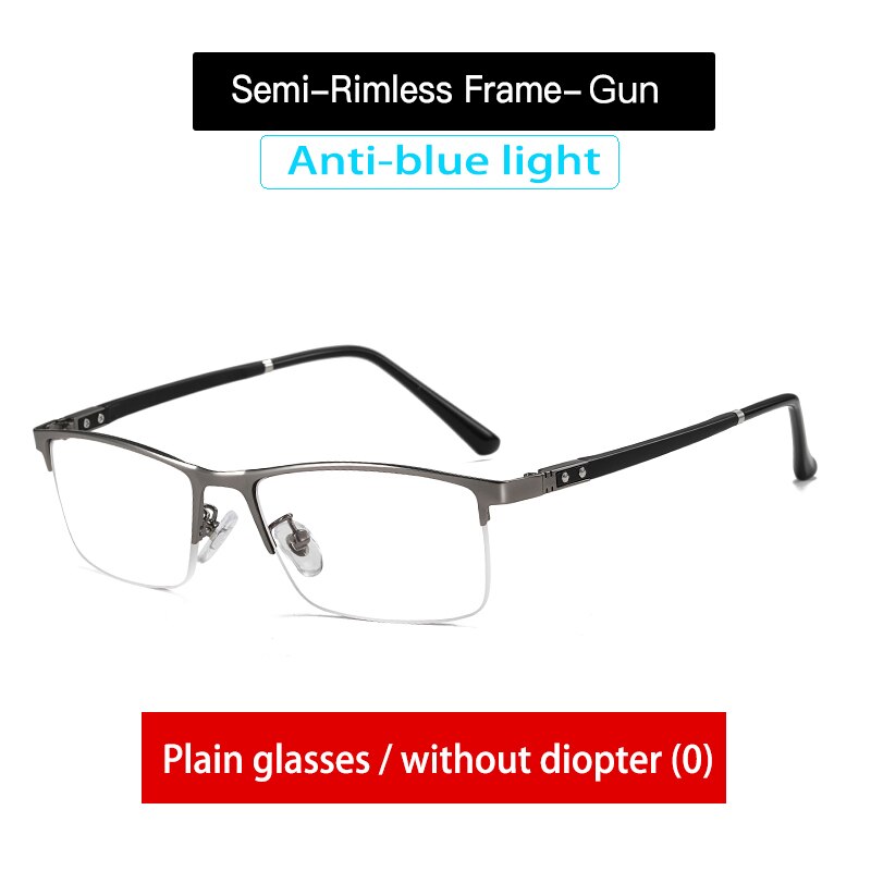 Aidien Men's Custom Lens Semi-Rimless Alloy Frame Eyeglasses AR5055 - Lightweight & Durable Glasses for Work, Reading & Everyday Use