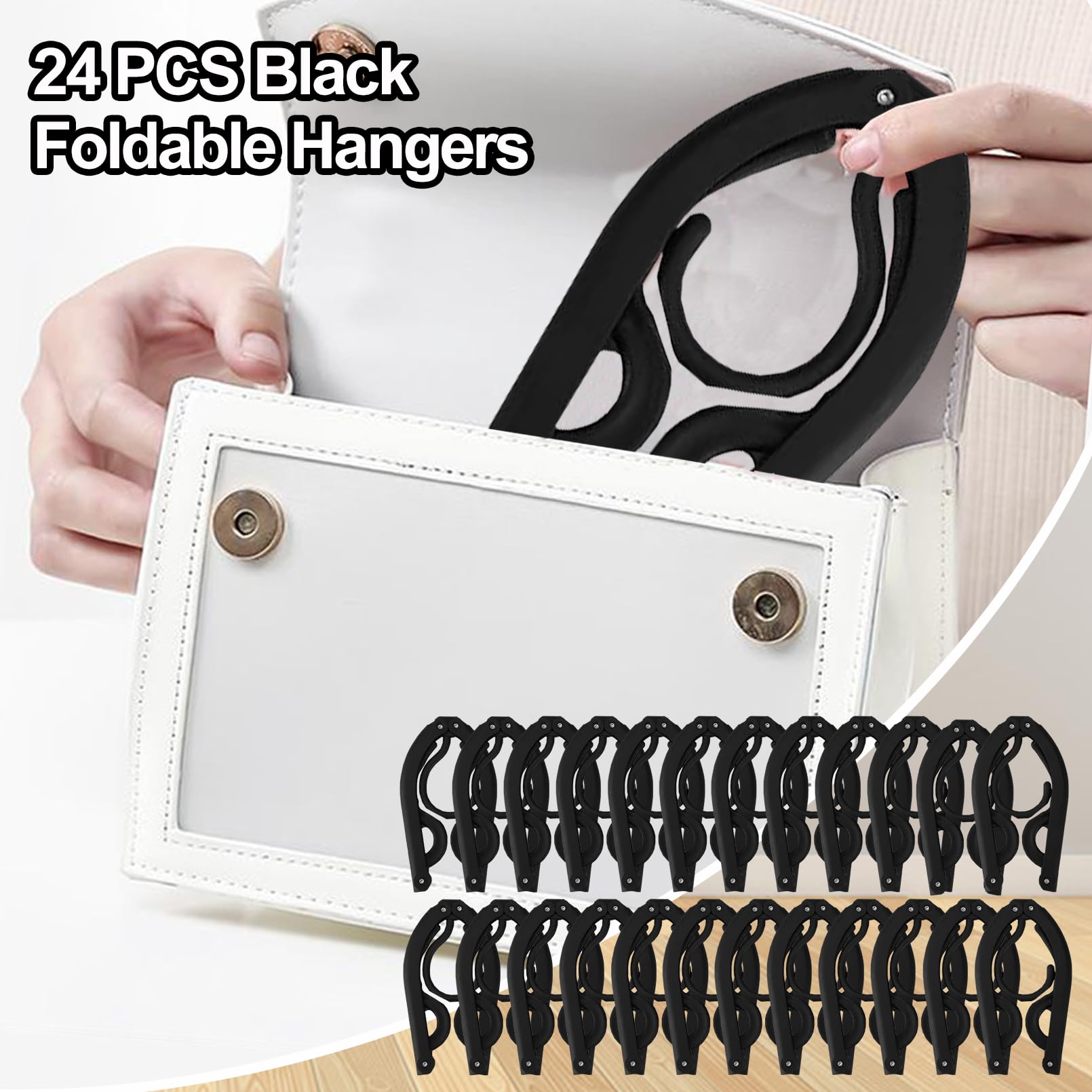 24 Pack Travel Hangers - Portable Folding Clothes Hangers with Clotheslines | Space-Saving Non-Slip Plastic Hangers for Suitcase, Hotel & Camping | Compact Laundry Drying Rack for Travel Accessories