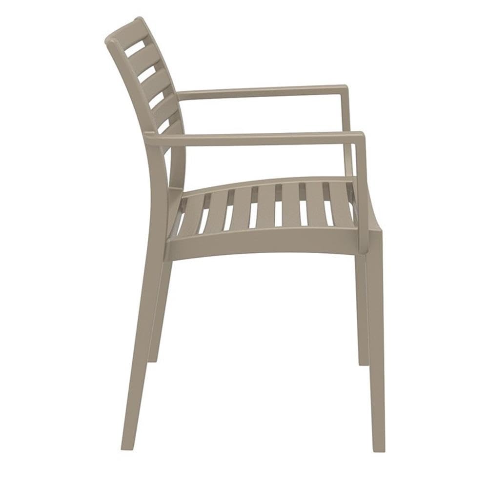 Artemis Outdoor Dining Arm Chairs in Dove Gray - Set of 2 Patio Furniture for Garden, Deck, and Poolside Relaxation