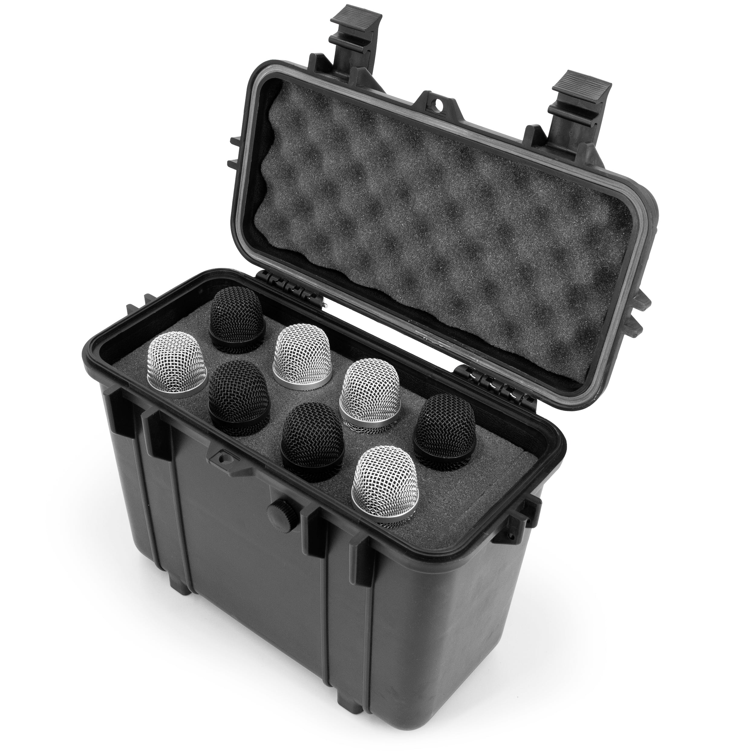 CASEMATIX Wireless Microphone Hard Case – 8 Slot Protective Storage for Sennheiser, Shure, Audio Technica Mics | Durable Travel Case for Wireless Mic Systems | Perfect for Studio, Stage & Live Performances