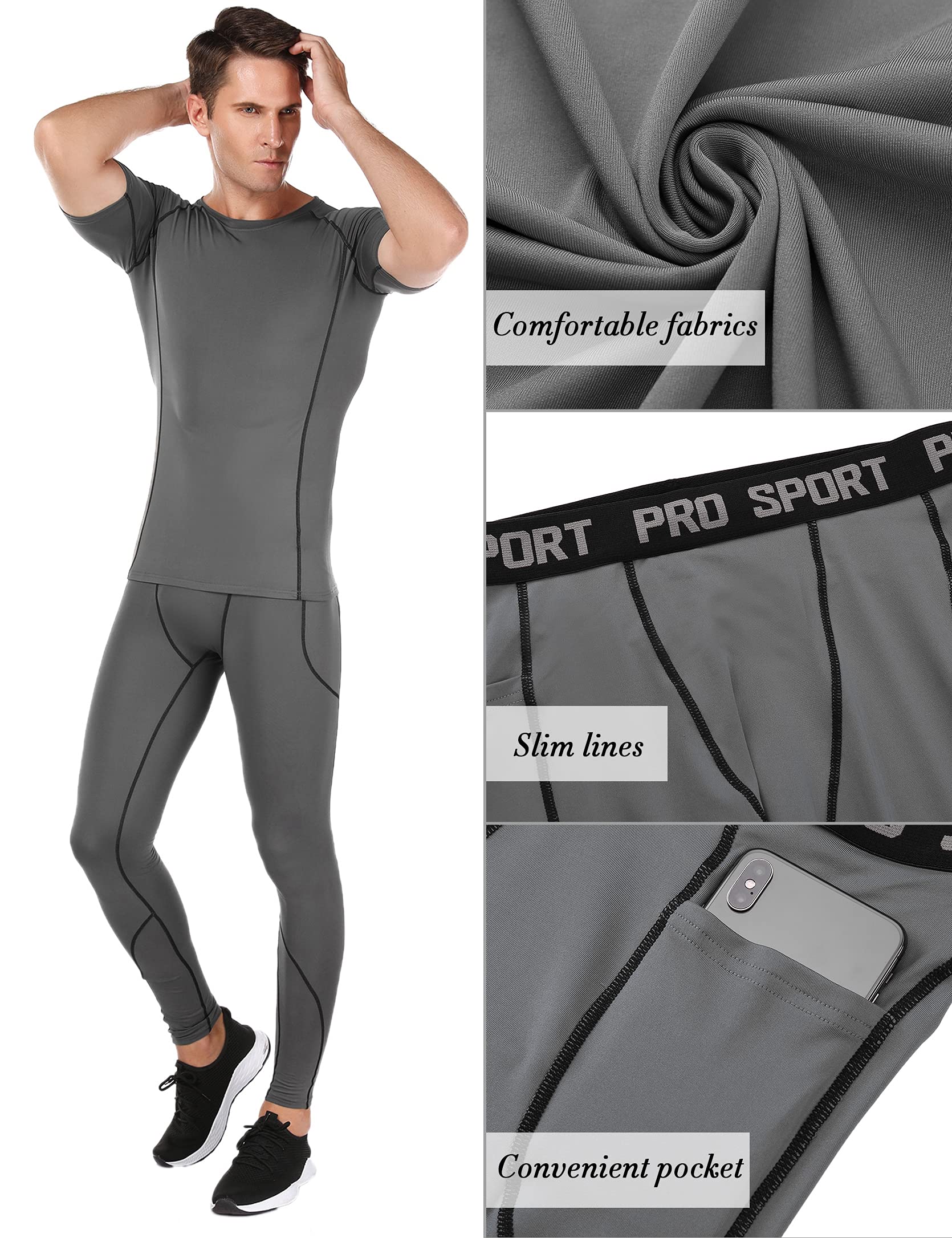 Wayleb Men's 3-Piece Summer Workout Set - Gym Shorts, Compression Shirt & Leggings for Fitness, Running, Cycling (S-XXL) | Perfect for Gym, Jogging & Outdoor Sports