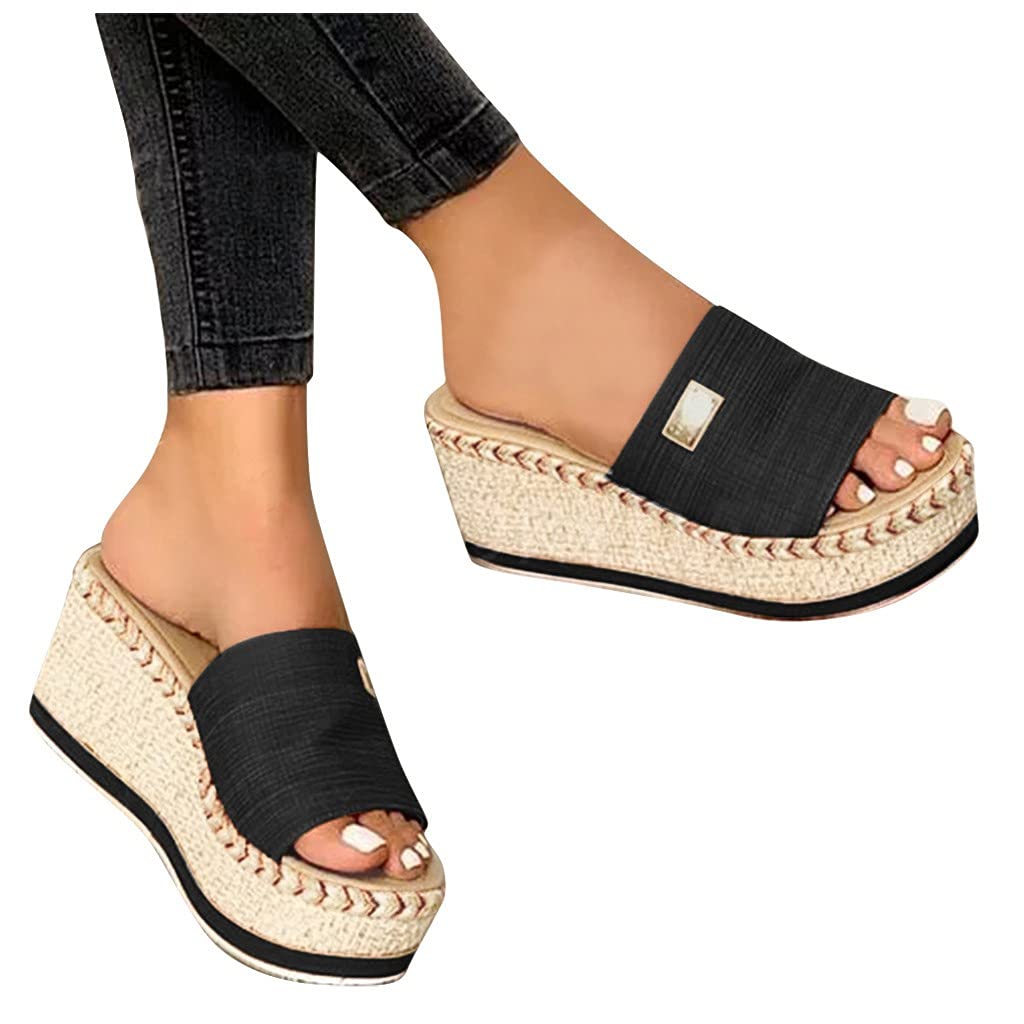 LIEIKIC Women's Wedge Sandals - Comfortable Platform Walking Shoes, Open Toe Espadrille with Chunky Heel - Perfect for Summer, Beach, and Casual Outings