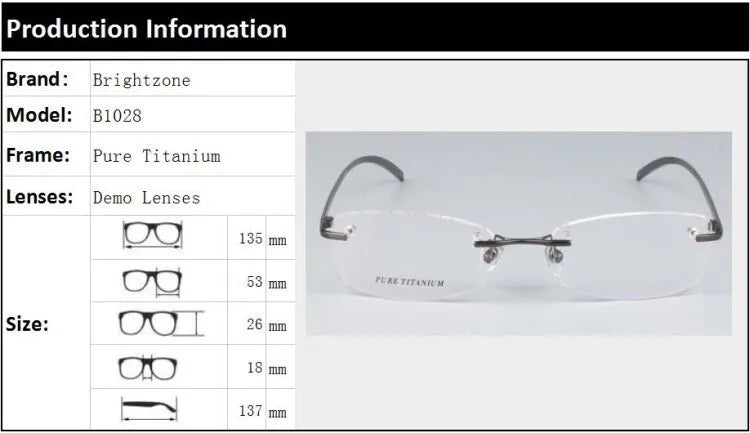 Brightzone Women's Rimless Square Rectangle Titanium Eyeglasses Frame - Lightweight Comfortable Glasses for Work, Reading & Fashion (Style 710028)