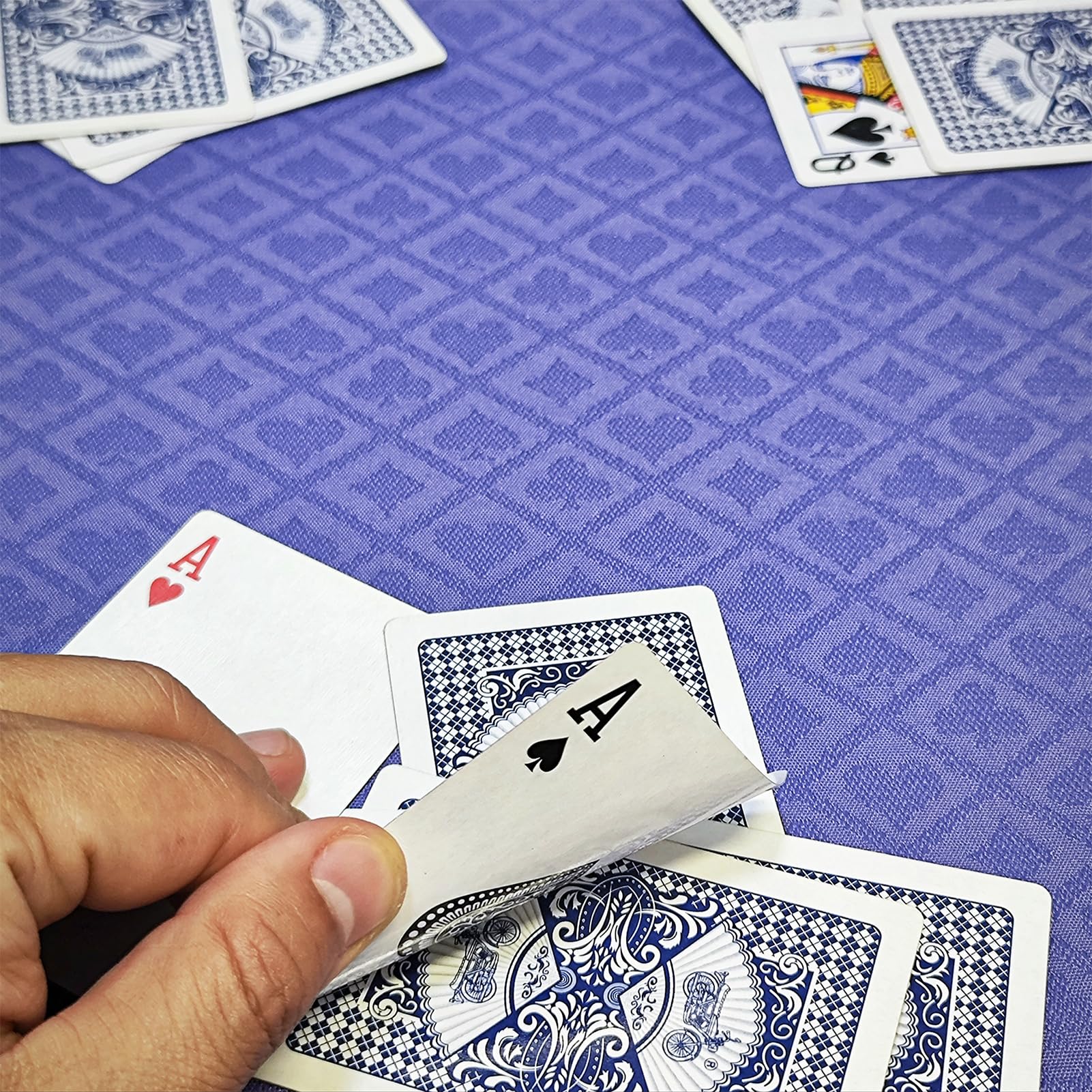 Premium 108 x 60 Inch Suited Poker Table Speed Cloth - Diamond Hearts Clubs Spades Design, Dustproof & Waterproof Casino Table Cover (Purple) - Perfect for Home Poker Games, Casino Nights & Card Tournaments