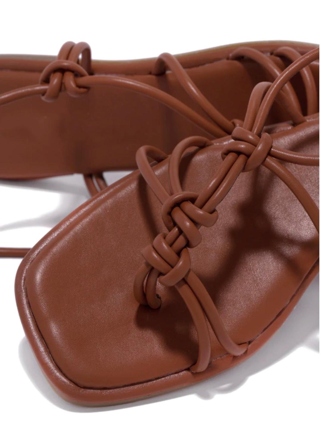 Nakia Comfortable Brown Leather Sandals for Women - Perfect for Beach, Vacation, and Summer Outfits