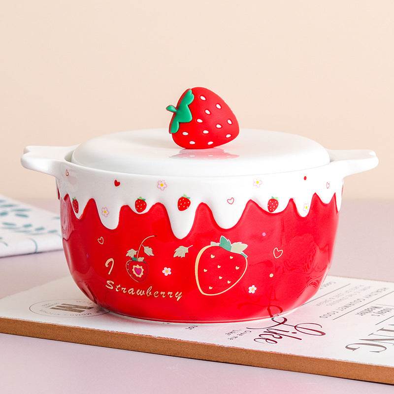 Ichigo Nabe - Cute Kawaii Ramen Noodle Bowl with Strawberry Design | Perfect for Anime Lovers & Japanese Food Enthusiasts | Great for Home Dining, Gifts & Cosplay Props