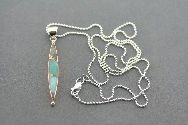 Handmade Copper Stone Pendant with Bronzed Amazonite on 45cm Ball Chain - Elegant Necklace for Women, Boho Jewelry Gift for Birthdays & Special Occasions