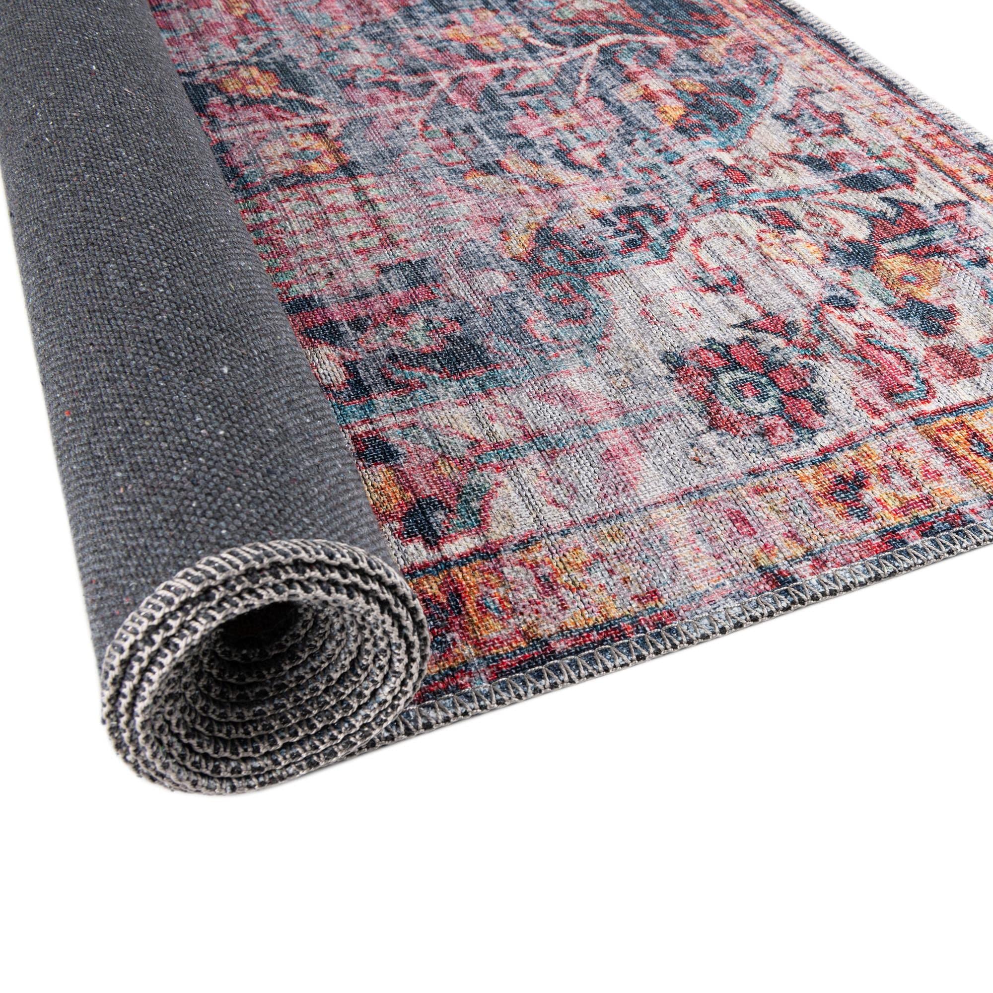 Washable Low-Pile Area Rug 10x13 Feet - Navy Blue Modern Maahru Collection - Non-Slip Living Room & Dining Room Rug - Perfect for High Traffic Areas, Open Floor Plans & Pet-Friendly Homes