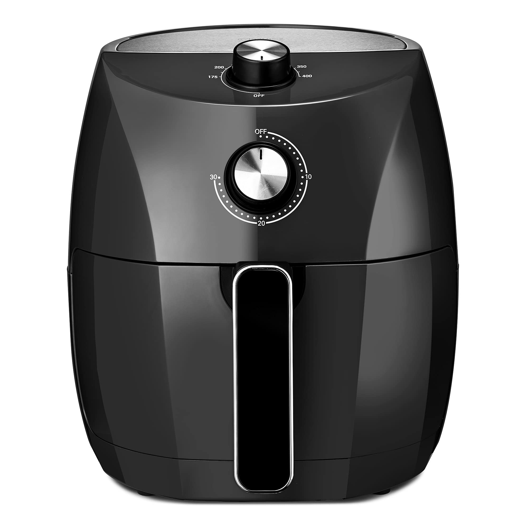 Crux 3.7QT Manual Air Fryer - Fast Preheating, Oil-Free Healthy Cooking, Even Heating for Perfect Meals | Dishwasher Safe Non-Stick Basket & Crisper Tray | Stainless Steel & Black Design | Ideal for Family Dinners, Quick Snacks, and Healthy Meal Prep