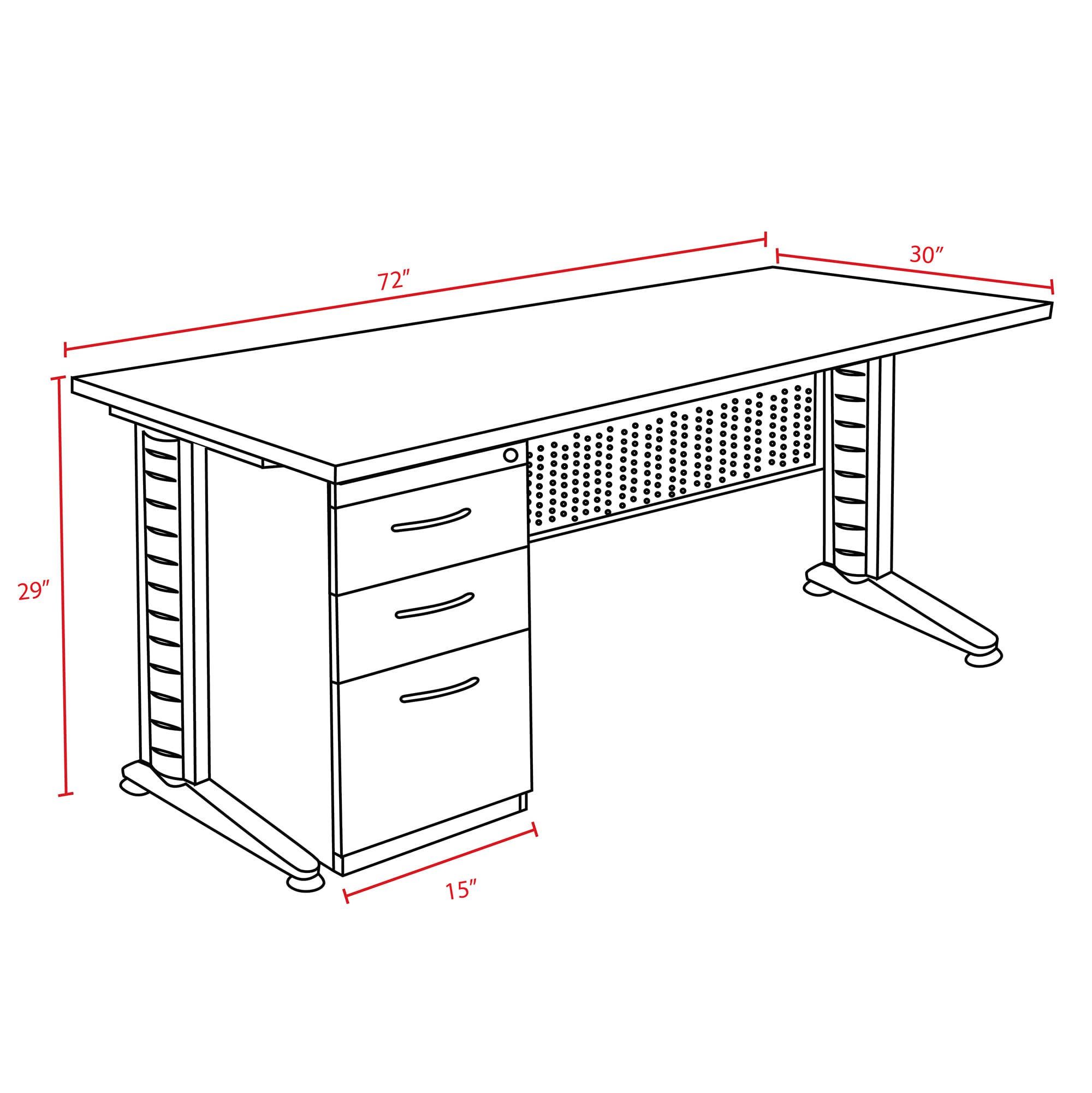 Regency Single Pedestal Desk 72 x 30 Inches - Modern Ash Grey Office Desk with Storage Drawer | Perfect for Home Office, Study Room & Workspace