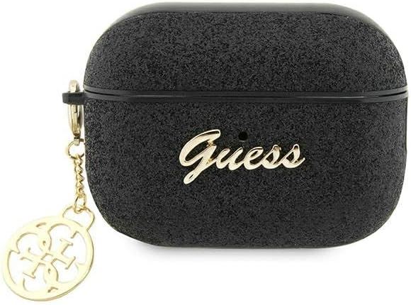 Guess Glitter Flake 4G Charm Collection for Airpods Pro 2 - Stylish Black Bluetooth Accessory | Perfect for Gift Giving, Travel & Everyday Use
