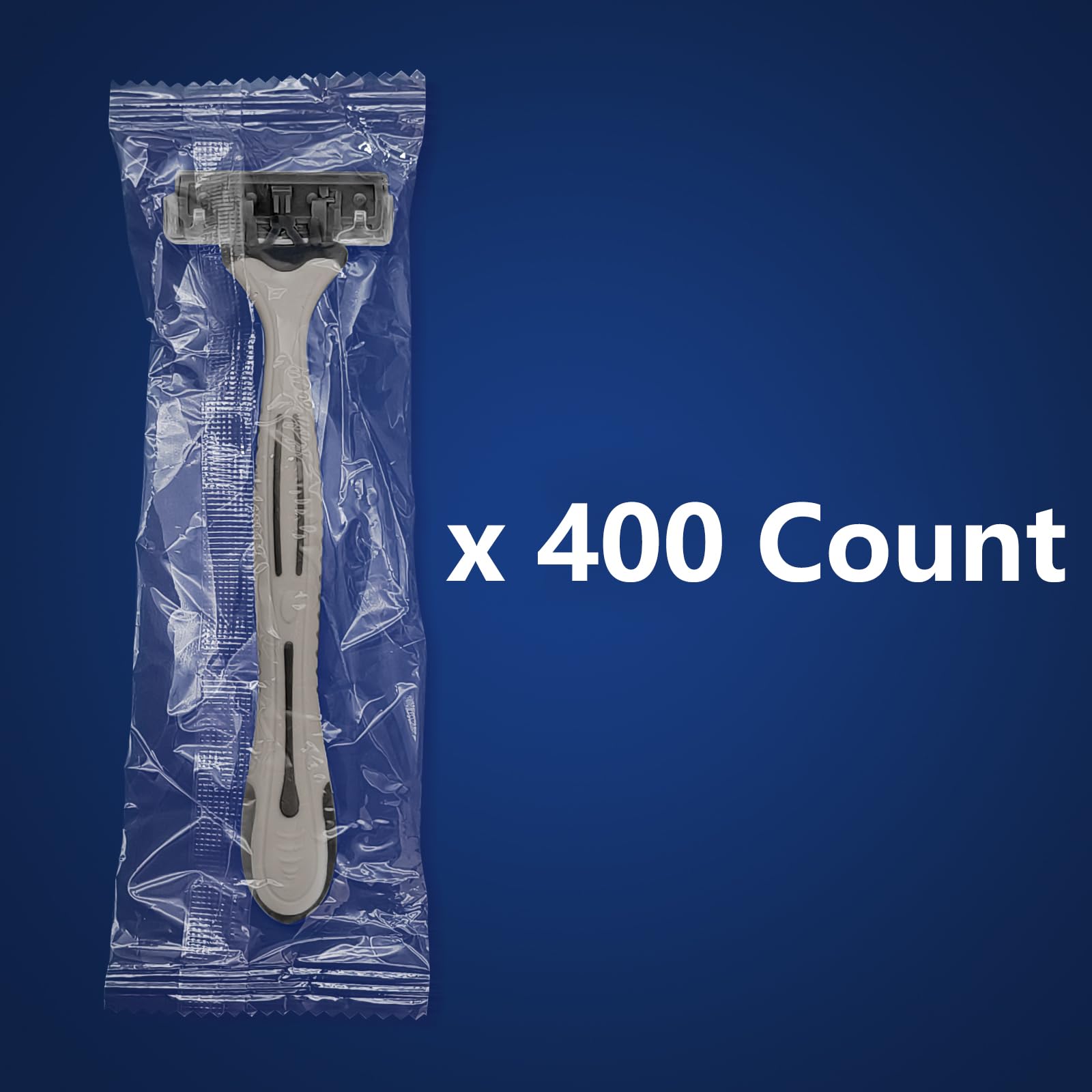 400 Pack Kheoxusa 3-Blade Disposable Razors - Individually Wrapped Triple Blade Shavers for Men & Women - Perfect for Travel, Hotels, Airbnb, Tattoo Shops & Personal Grooming - Grey Black