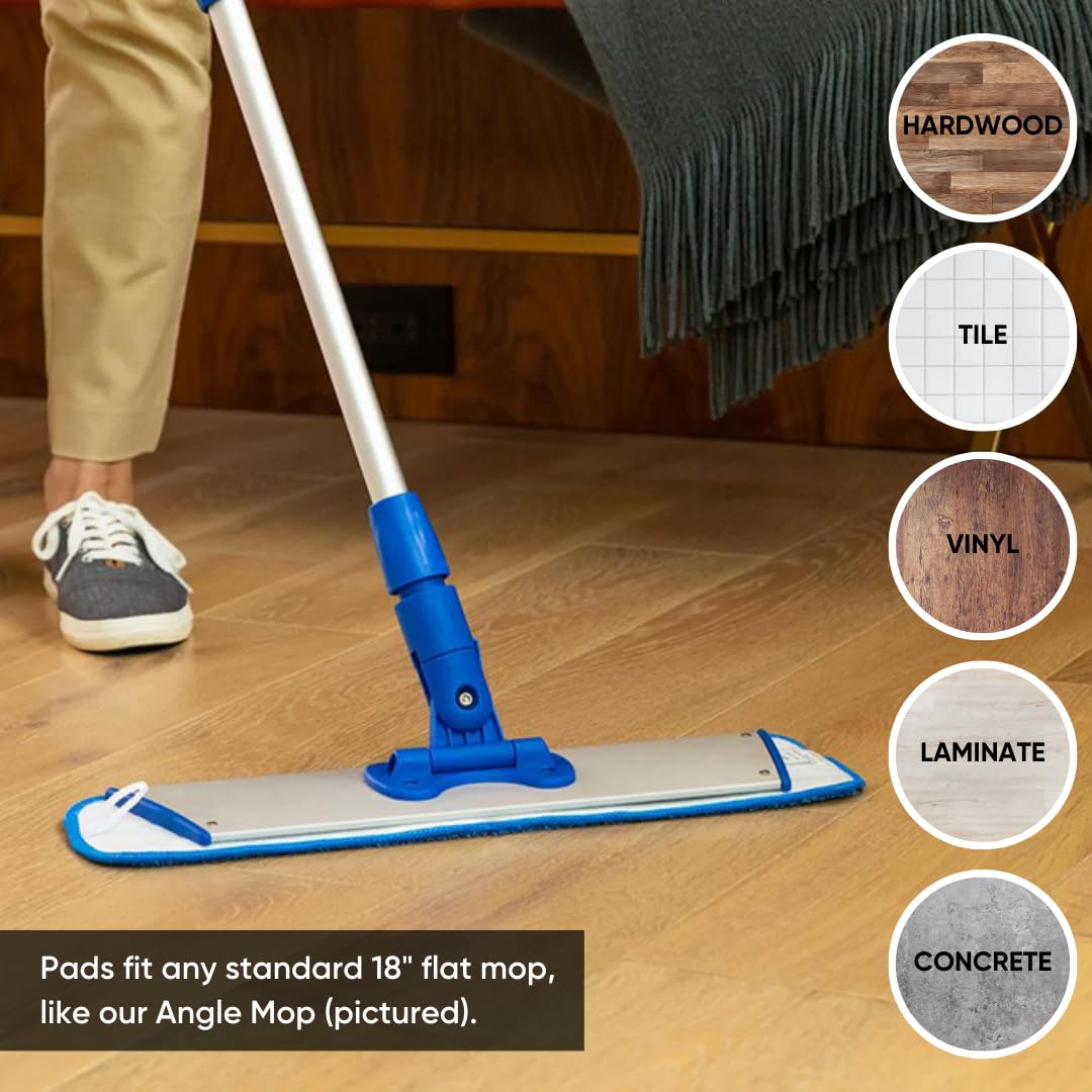 Bulk 18 Inch Microfiber Wet Mop Pads - 108 Count Case for Wholesale | Compatible with All Velcro Mop Frames | Machine Washable & Reusable | Perfect for Commercial Cleaning, Janitorial Services & Home Use