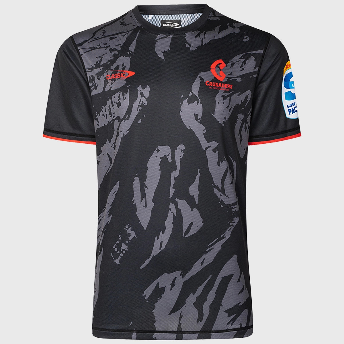2025 Classic Crusaders Super Rugby Training Tee - Black | High-Performance Rugby Jersey for Training & Match Play