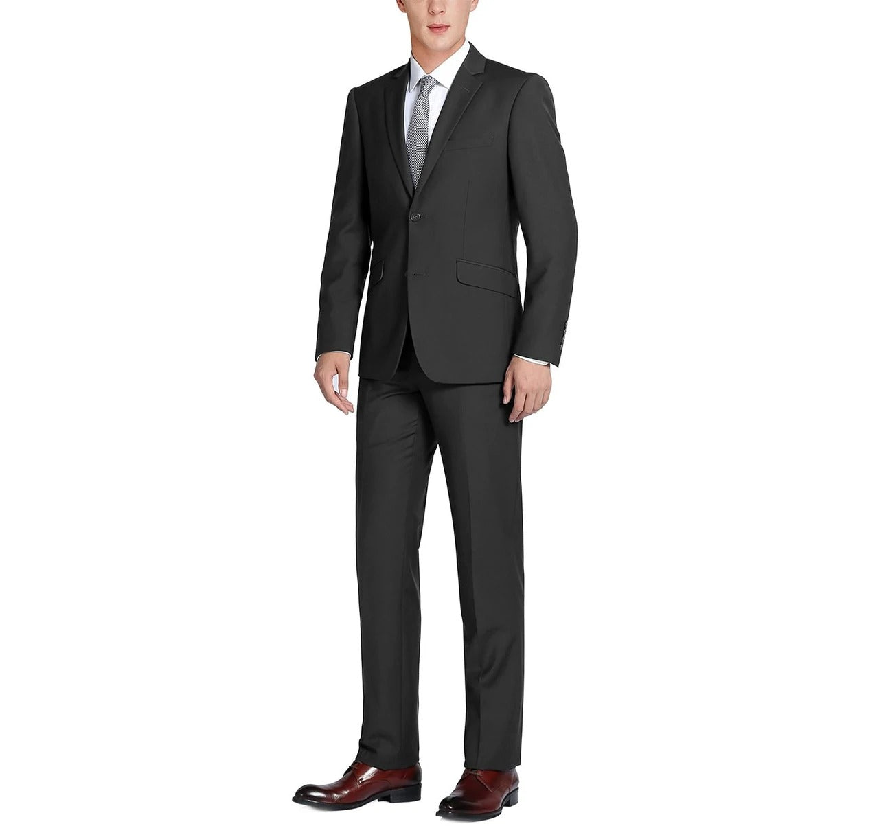 Alessandro Vitello by Renoir Black 2-Piece Slim Fit Single Breasted Notch Lapel Suit | Premium Men's Business Attire for Weddings, Office & Formal Events