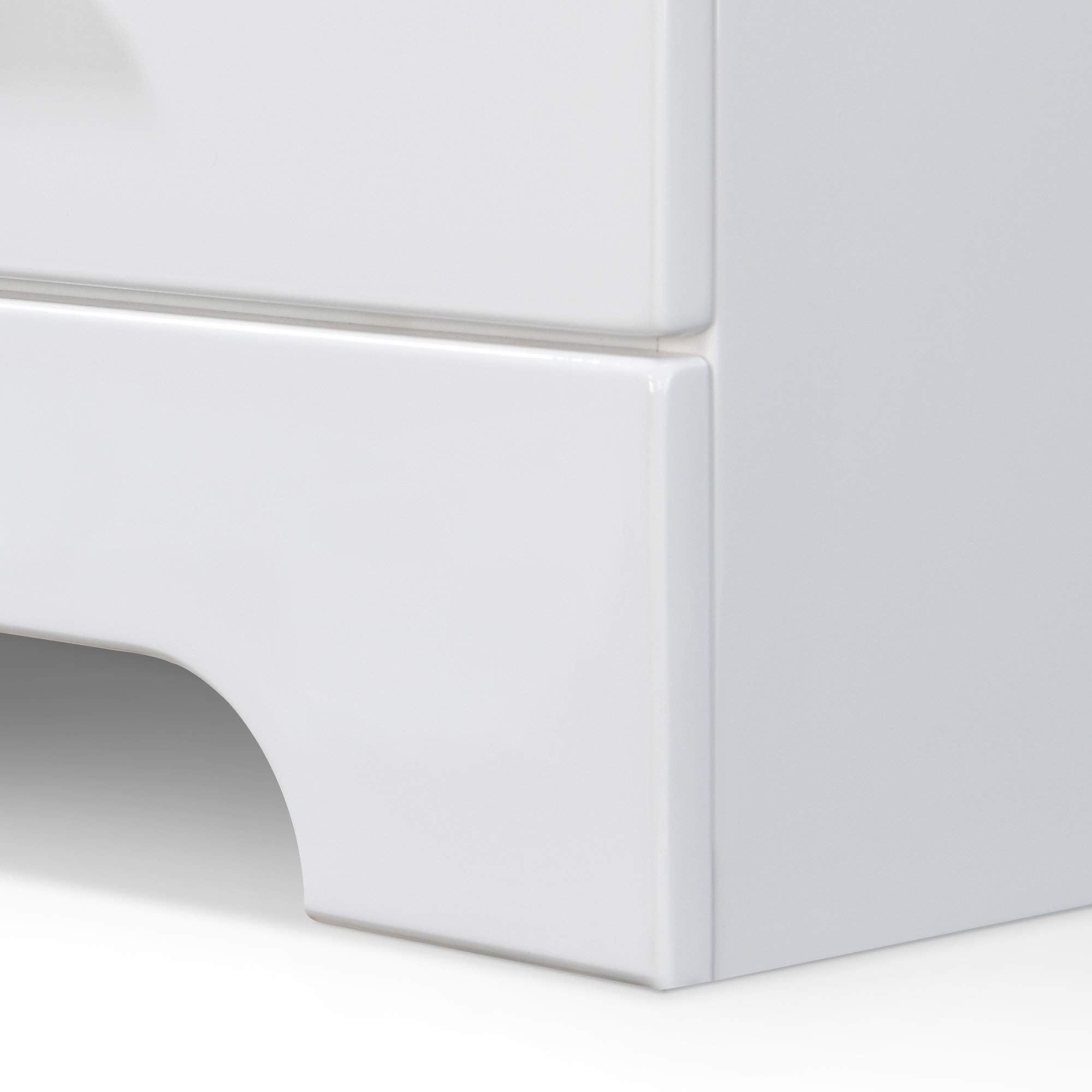 ClickDecor Hudson End Side Nightstand with 2 Drawers - White Wooden Bedroom Nightstand with Matte Chrome Handles | Perfect for Bedrooms, Guest Rooms & Small Spaces