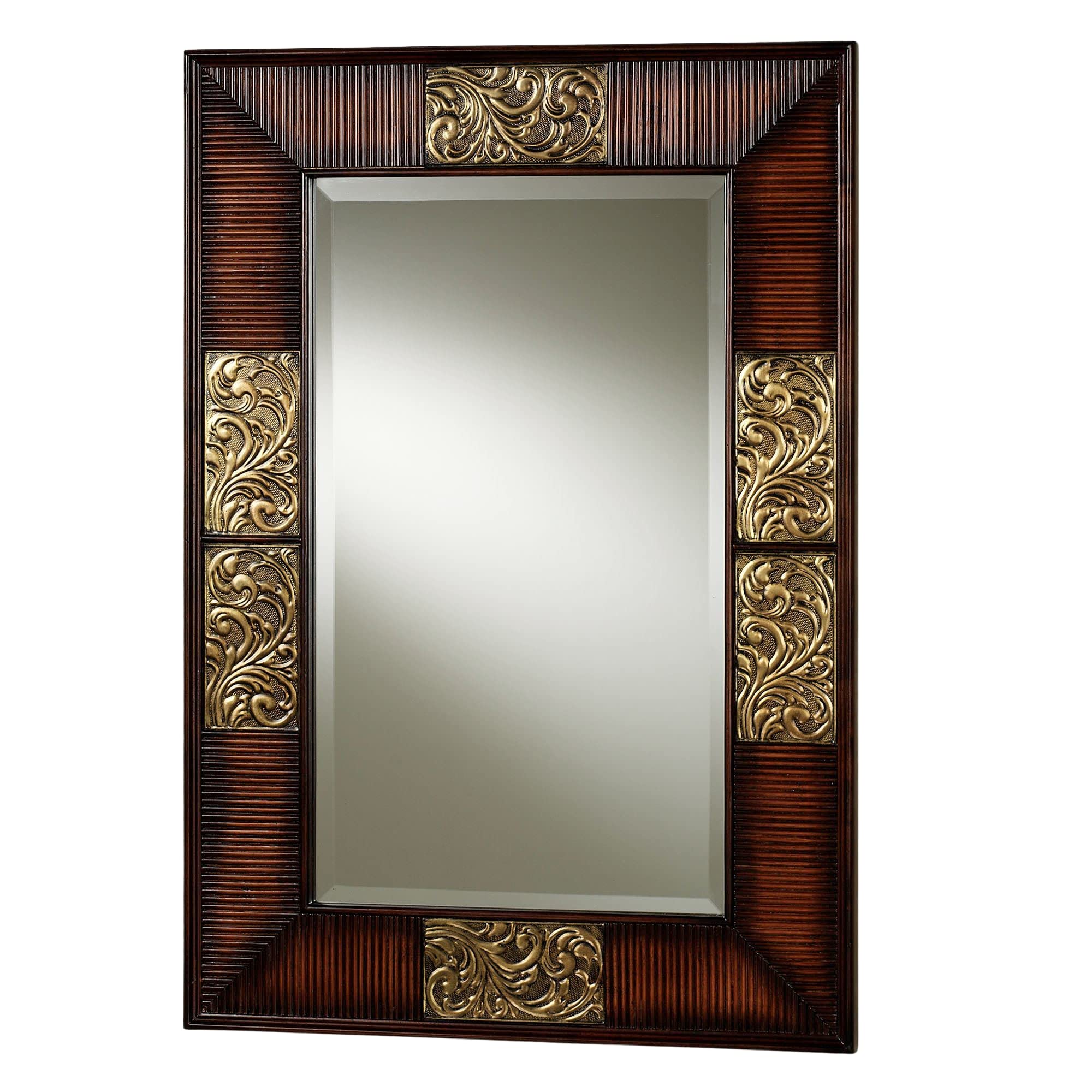 Touch of Class Sarantino 35x24 Inch Rectangular Beveled Wall Mirror - Natural Cherry Finish - Traditional Elegant Decorative Mirror for Bedroom, Hallway & Entryway - Perfect for Home Decor, Vanity Dressing & Space Enhancement