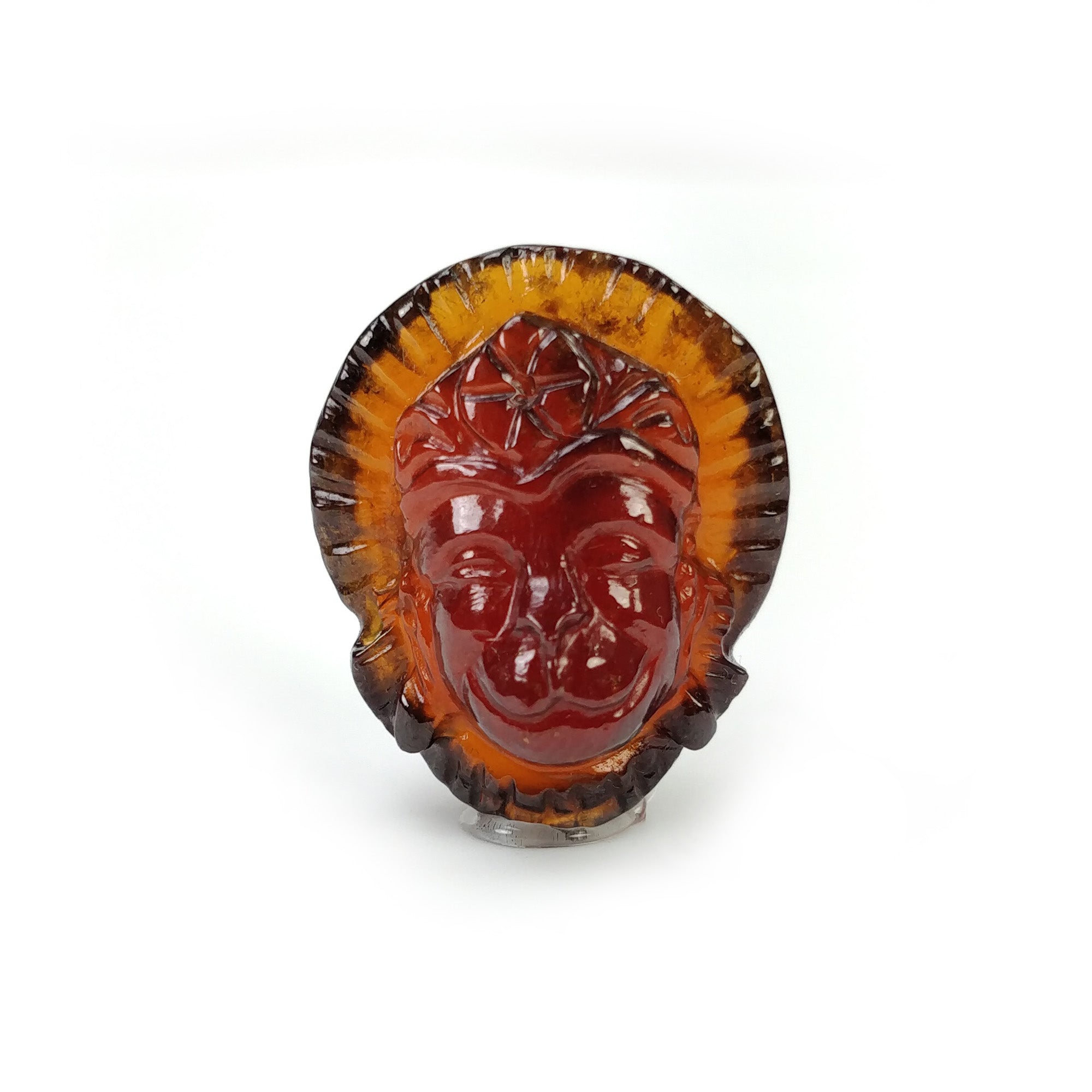 Natural Hessonite Garnet Gemstone Carving - 39.60cts Untreated Hand Carved Lord Hanuman 24x20mm (Video Included) | Spiritual Jewelry, Meditation Aid & Unique Gift for Gem Collectors