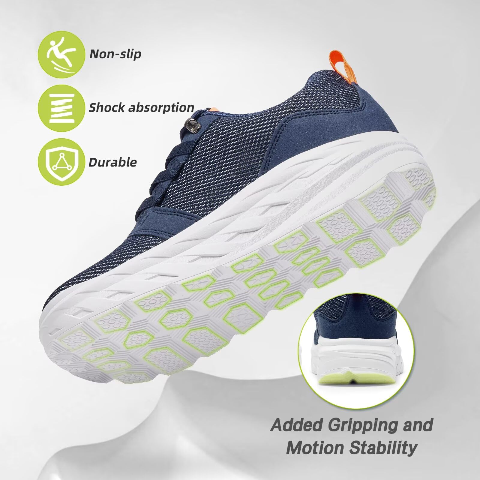 Orthopedic Diabetic Walking Shoes for Men - Wide Width Comfort Sneakers with Arch Support for Plantar Fasciitis, Hammer Toes & Foot Pain Relief - Ideal for Work, Sports, Tennis & Casual Wear