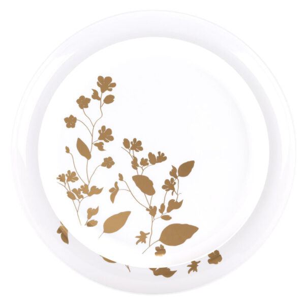 20-Piece White and Gold Round Plastic Dinnerware Set for 10 Guests - Elegant Disposable Plates, Bowls, Cups & Cutlery - Perfect for Garden Parties, Outdoor Weddings, Picnics and BBQs