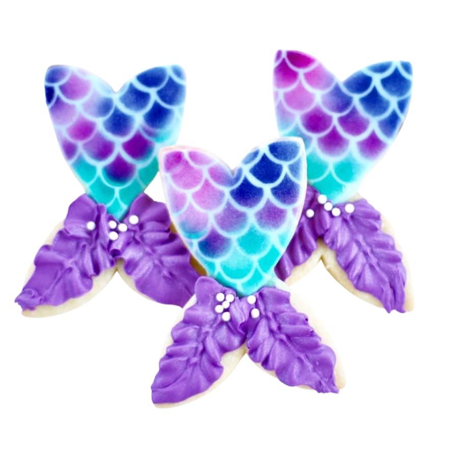 6 Pack Whimsical Mermaid Tail Cookies - Nautical Birthday Party Favors, Under the Sea Themed Desserts for Baby Showers, Beach Parties & Ocean-Themed Celebrations