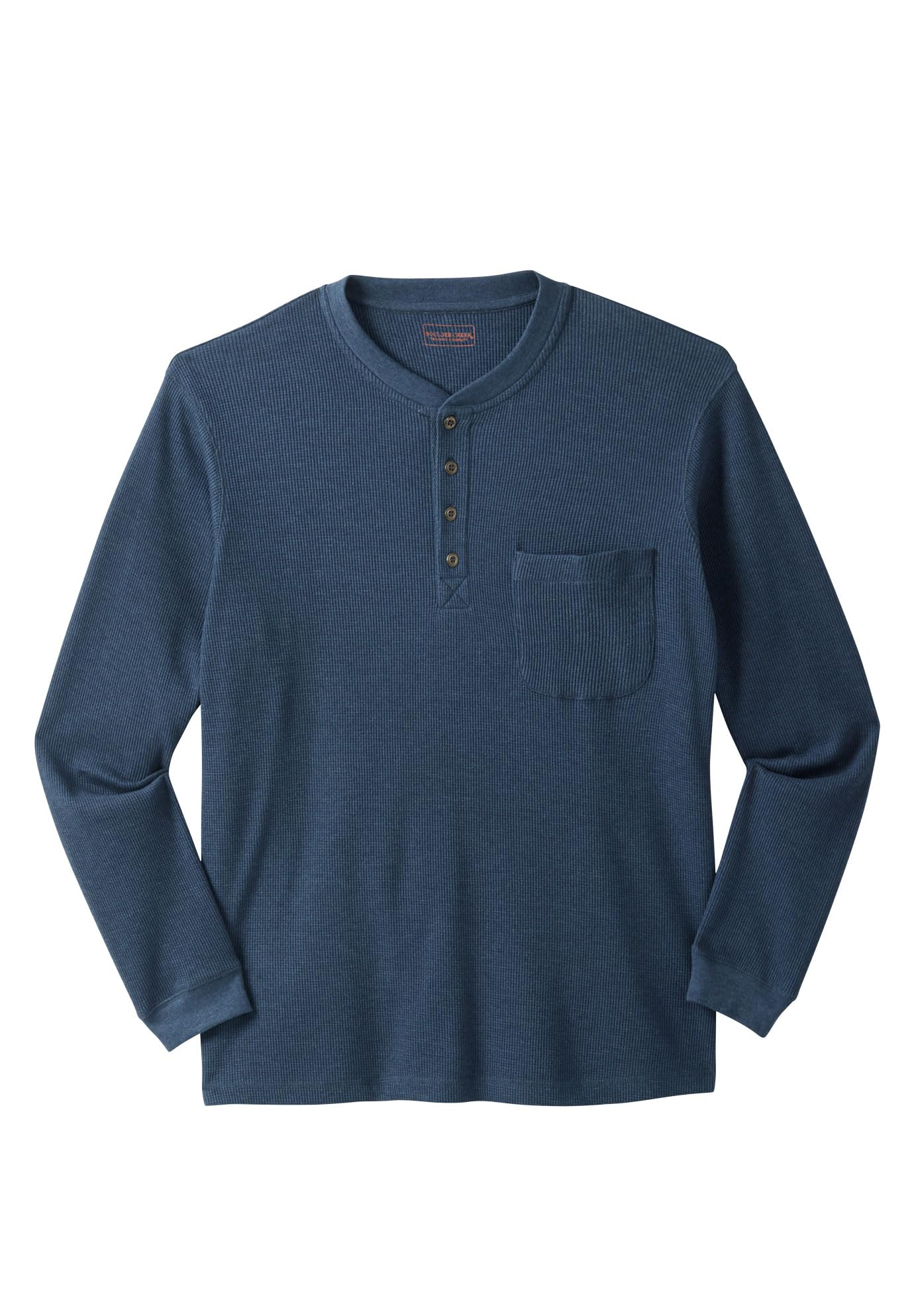 Kingsize Men's Big & Tall Thermal Pocket Henley Shirt - Long Sleeve Warm Fleece Lined Top for Cold Weather - Perfect for Winter Hiking, Camping & Outdoor Activities