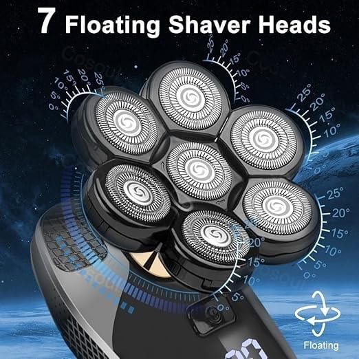 5-in-1 Electric Razor for Men - Powerful Rechargeable Shaver with Bald Head & Beard Trimmer - Perfect Gift for Husband/Boyfriend - Ideal for Travel, Gym & Daily Grooming