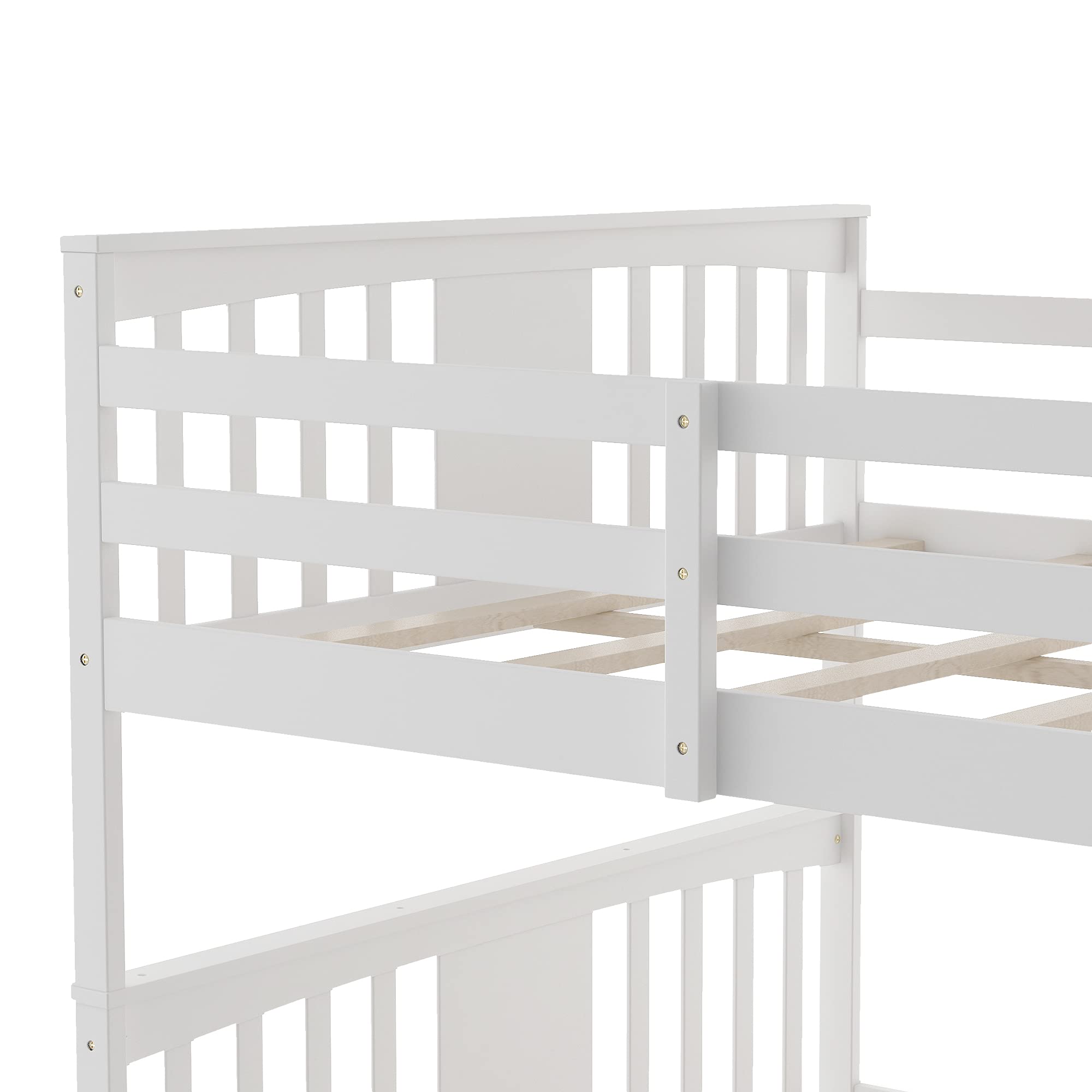 Full Over Full Low Bunk Bed for Toddlers & Kids - Sturdy Wooden Bunk Bed for Boys & Girls - White Kids' Bunk Bed - Perfect for Small Bedrooms, Shared Kids' Rooms & Sleepovers