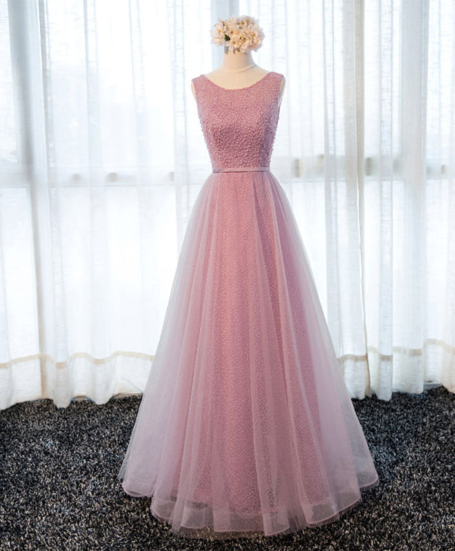 Elegant A-Line Round Neck Tulle Long Prom Dress with Lace Details - Perfect for Evening Gala, Homecoming Dance & Formal Occasions