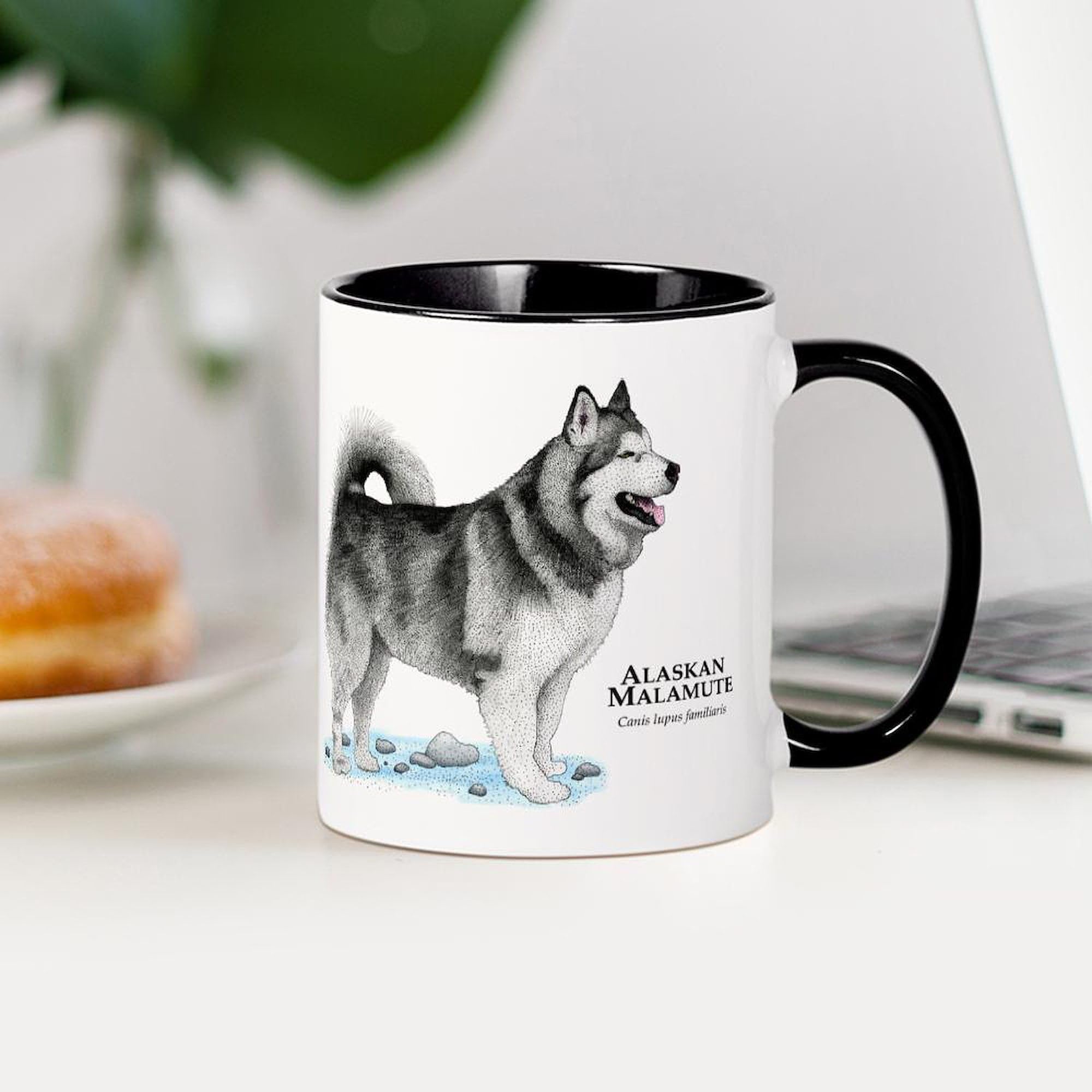 Alaskan Malamute Ceramic Coffee Mug 11 oz (325 ml) - Durable White Coffee Cup for Hot & Cold Drinks - Perfect Gift for Dog Lovers, Office Use, or Home Decor