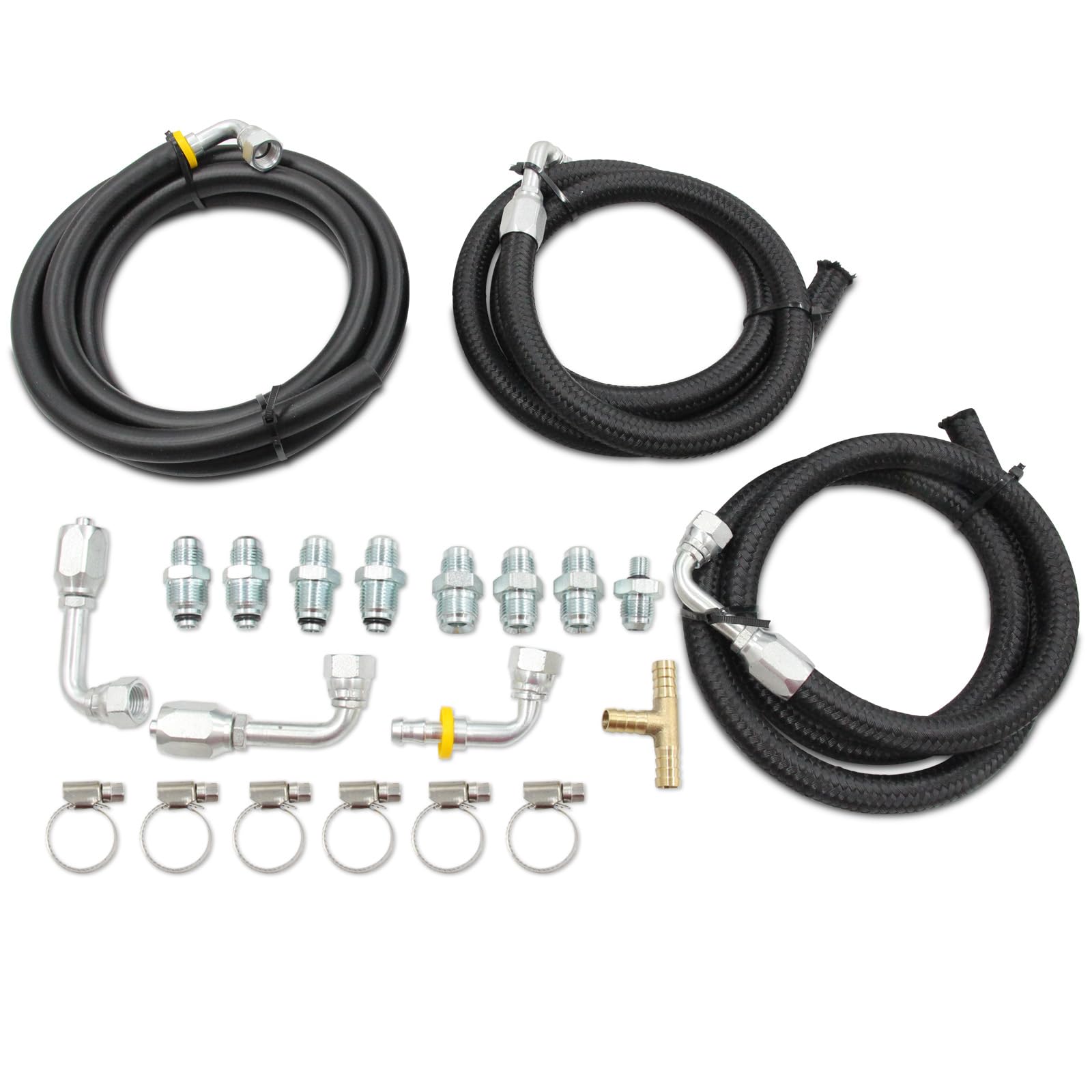 Universal Steering Hose Hookup Kit with Fittings - Compatible with Hydroboost Power Brake Booster System | Perfect for Truck, RV & Off-Road Vehicle Hydraulic Brake Upgrades