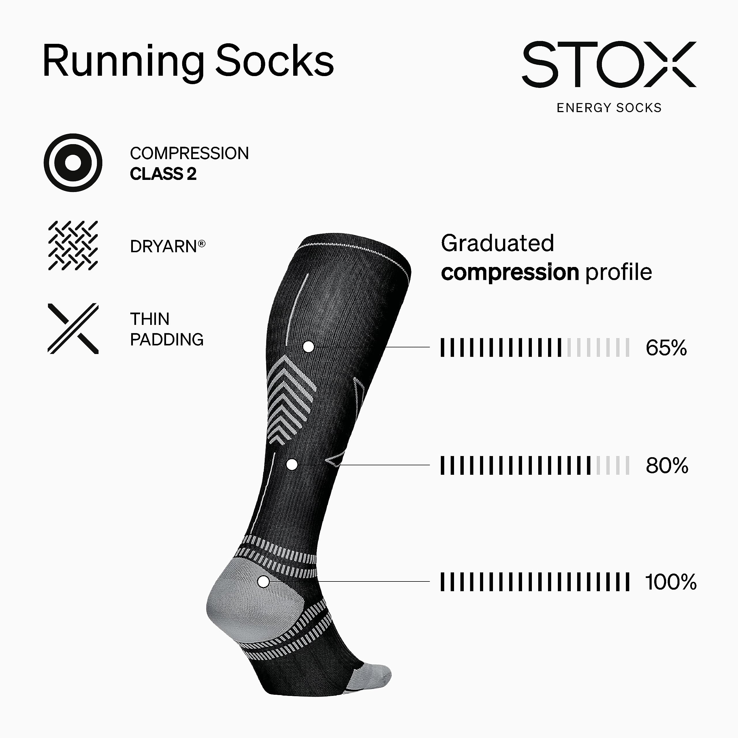 STOX Energy Compression Socks for Men - 23-32 mmHg Knee High Running Socks with Ultra-Thin Footbed - Prevent Injuries & Muscle Pain - Ideal for Marathon, Workout & Sports Recovery