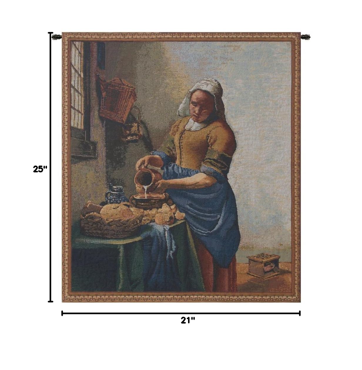 Servant Girl Belgian Tapestry Wall Hanging - 21x25 Inch Cotton Viscose Polyester Art by Johannes Vermeer - Perfect for Living Room, Bedroom & Office Decor
