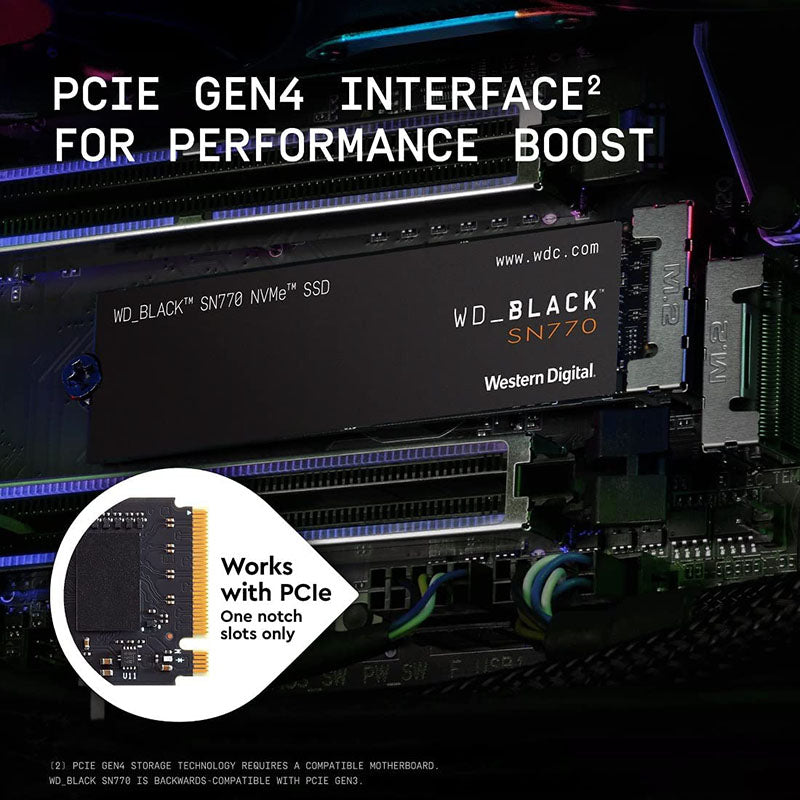 WD Black SN770 1TB NVMe SSD - Gen4 PCIe Internal Solid State Drive for Gaming, Video Editing & High-Performance Computing
