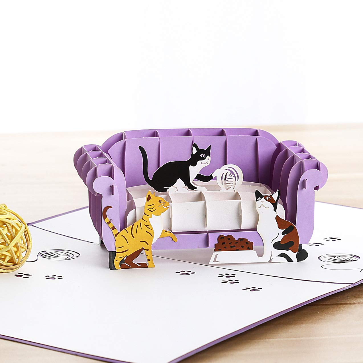 Liif 3D Cat Pop Up Birthday Card - Funny Greeting Card for Cat Lovers, Cat Mom & Dad - Includes Message Note & Envelope (Cat on Couch Design) - Perfect for Birthdays, Anniversaries & Special Occasions