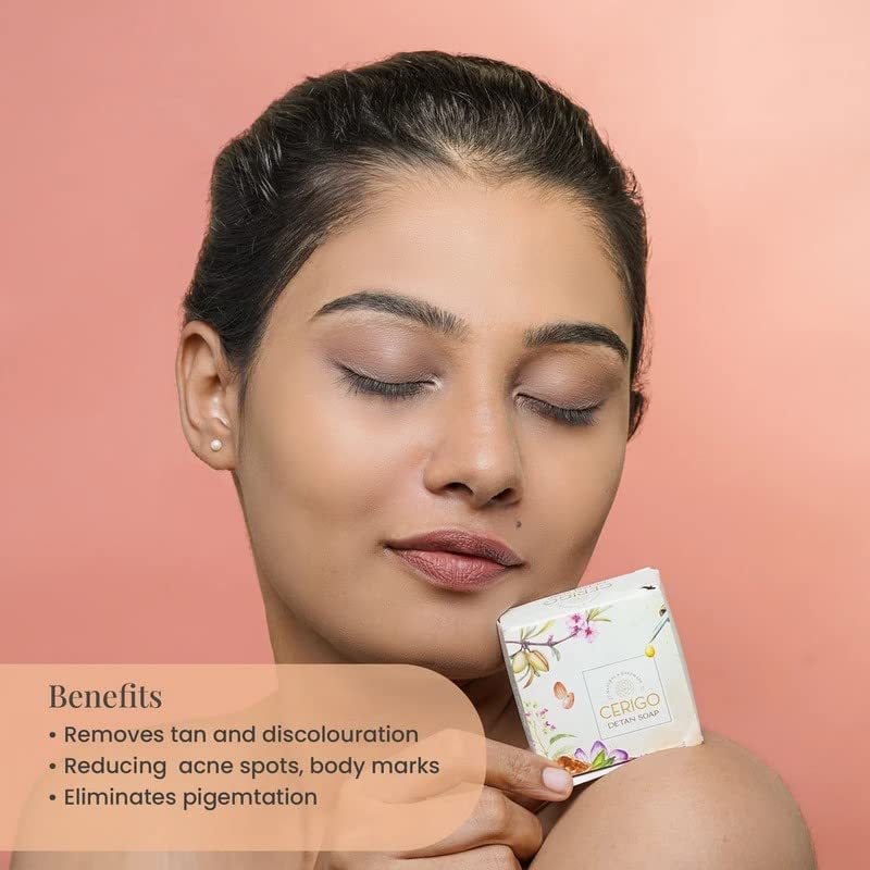 CERIGO Detan Bar 60g - Natural Soap for Skin Brightening & Tan Removal - Perfect for Post-Sun Care & Daily Skincare Routine