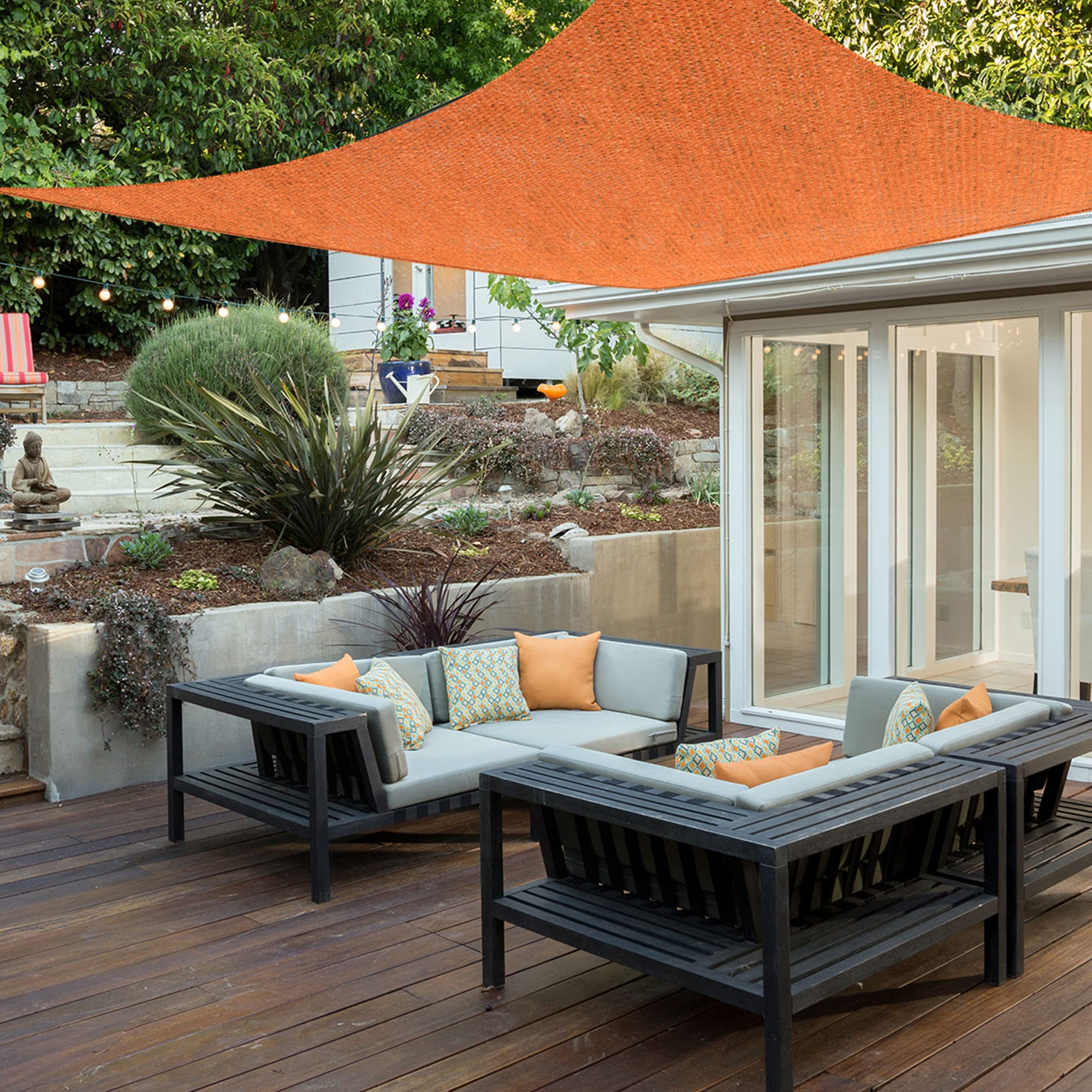 Jarolift Square Sun Shade Sail - Breathable UV Protection & Privacy Screen for Patio, Garden, Balcony - 360 x 360 cm HDPE Fabric in Orange - Perfect for Outdoor Relaxation & Sun Protection