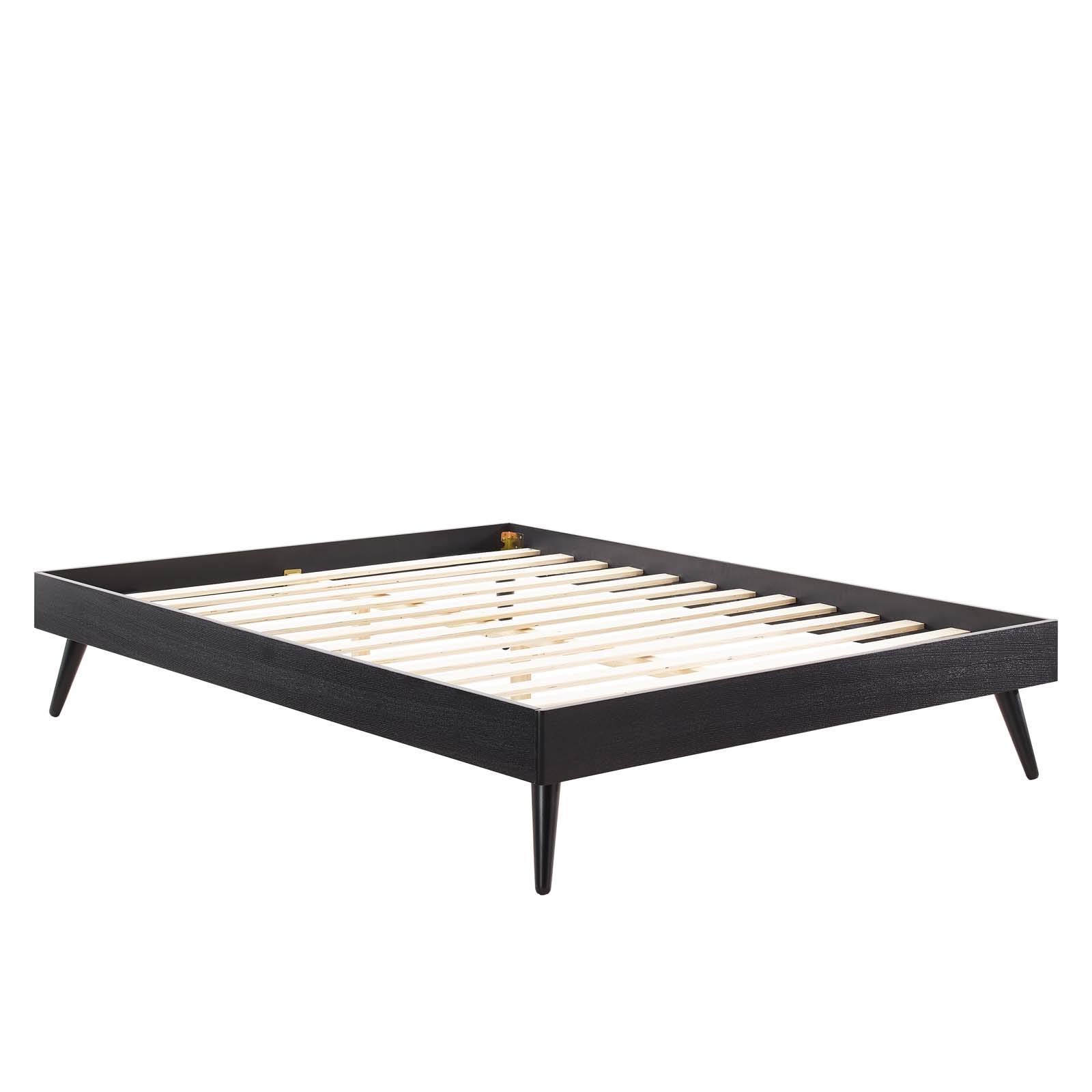 Modway Margo Queen Wood Platform Bed Frame in Black - Modern Minimalist Bedroom Furniture for Home & Apartment