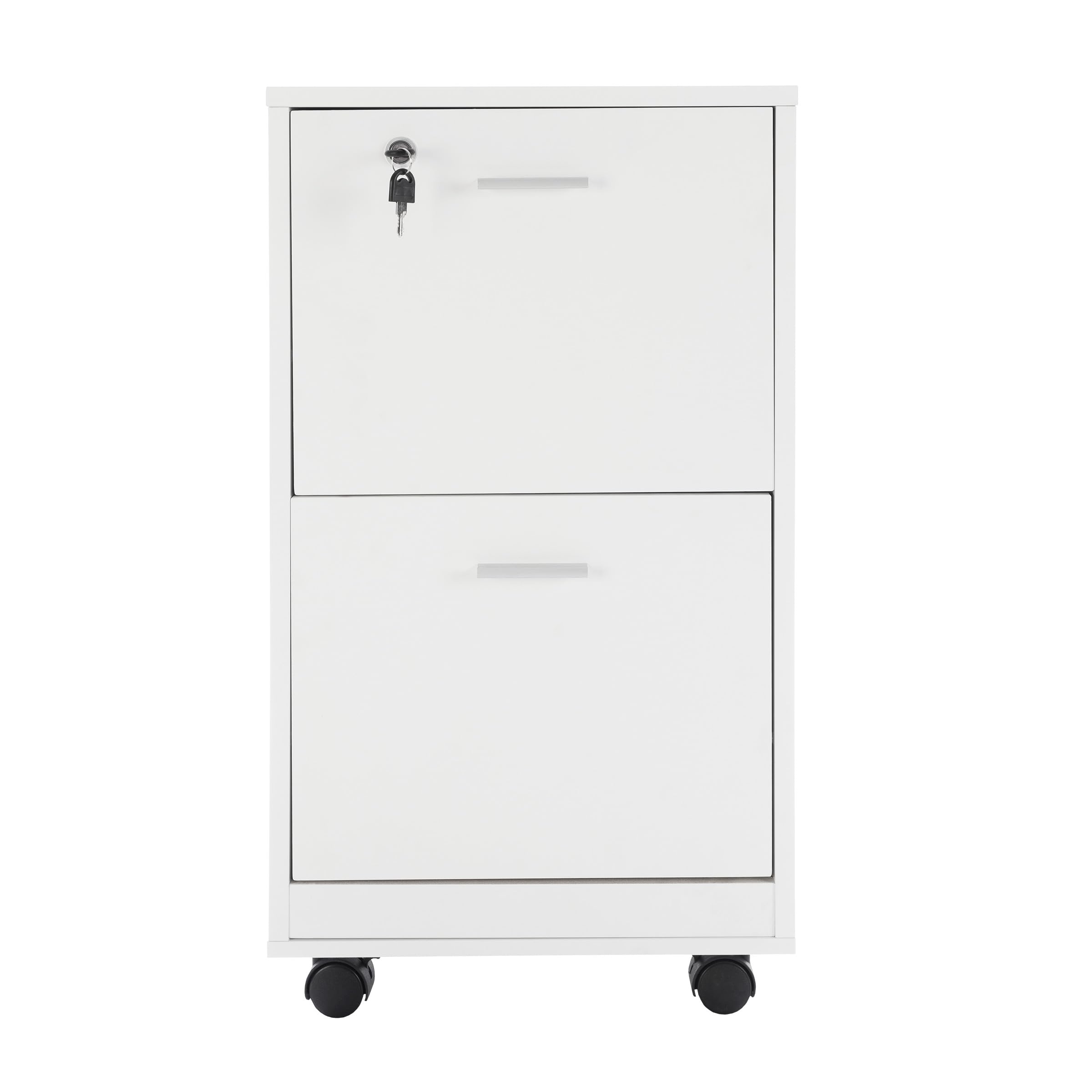 Lavish Home 2-Drawer File Cabinet with Lock - Deep Storage Rolling Filing Cabinet for Under Desk, Home & Office Organization (White) - Perfect for Document Storage, Office Supplies & Home Office Filing Needs