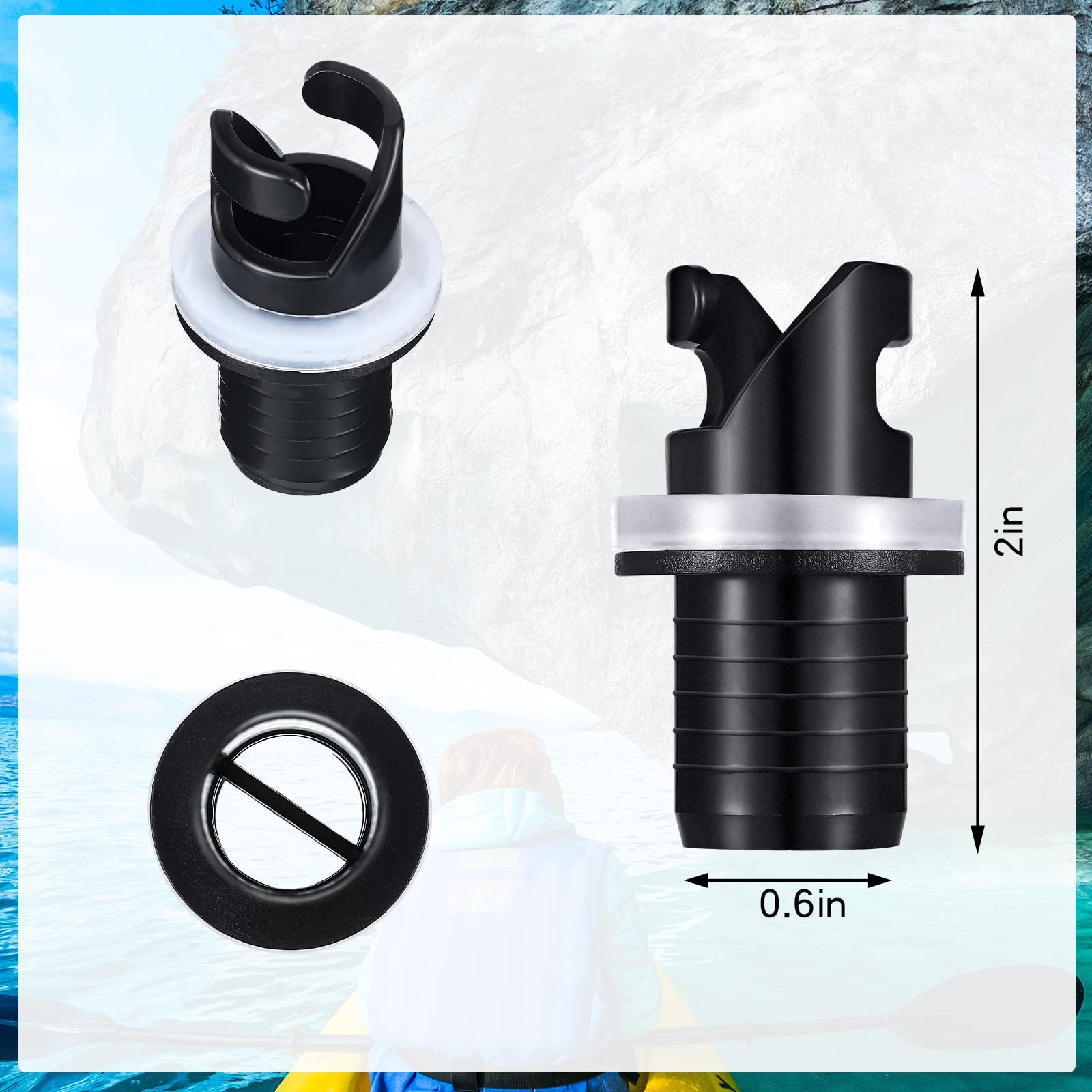 4-Piece Universal Inflatable Boat SUP Pump Adapter Set - Air Valve Converter for Kayak, Paddle Board, Foot Pump & Stand Up Paddleboard Accessories | Perfect for Water Sports, Fishing & Outdoor Adventures
