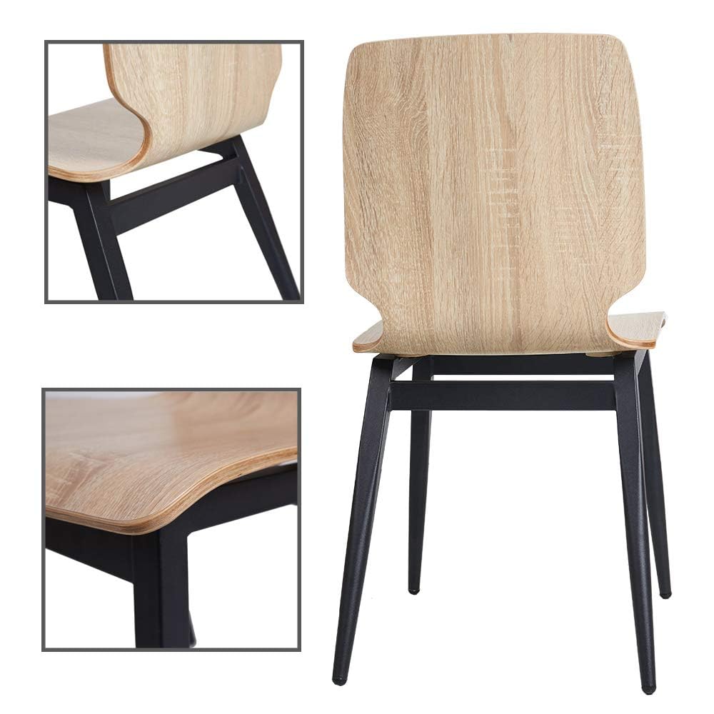 Modern Wooden Dining Chairs Set of 4 - Sturdy Metal Legs & Comfortable Wooden Seats - Preassembled Light Brown Side Chairs for Dining Room, Kitchen, Living Room - Perfect for Family Gatherings & Home Decor