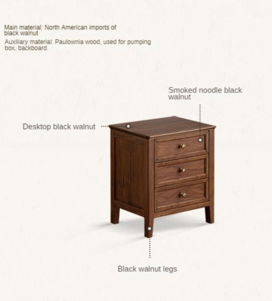 Premium Black Walnut Solid Wood Nightstand - Handcrafted Bedside Table with Drawer for Bedroom, Living Room & Guest Room - Modern & Rustic Home Decor Furniture