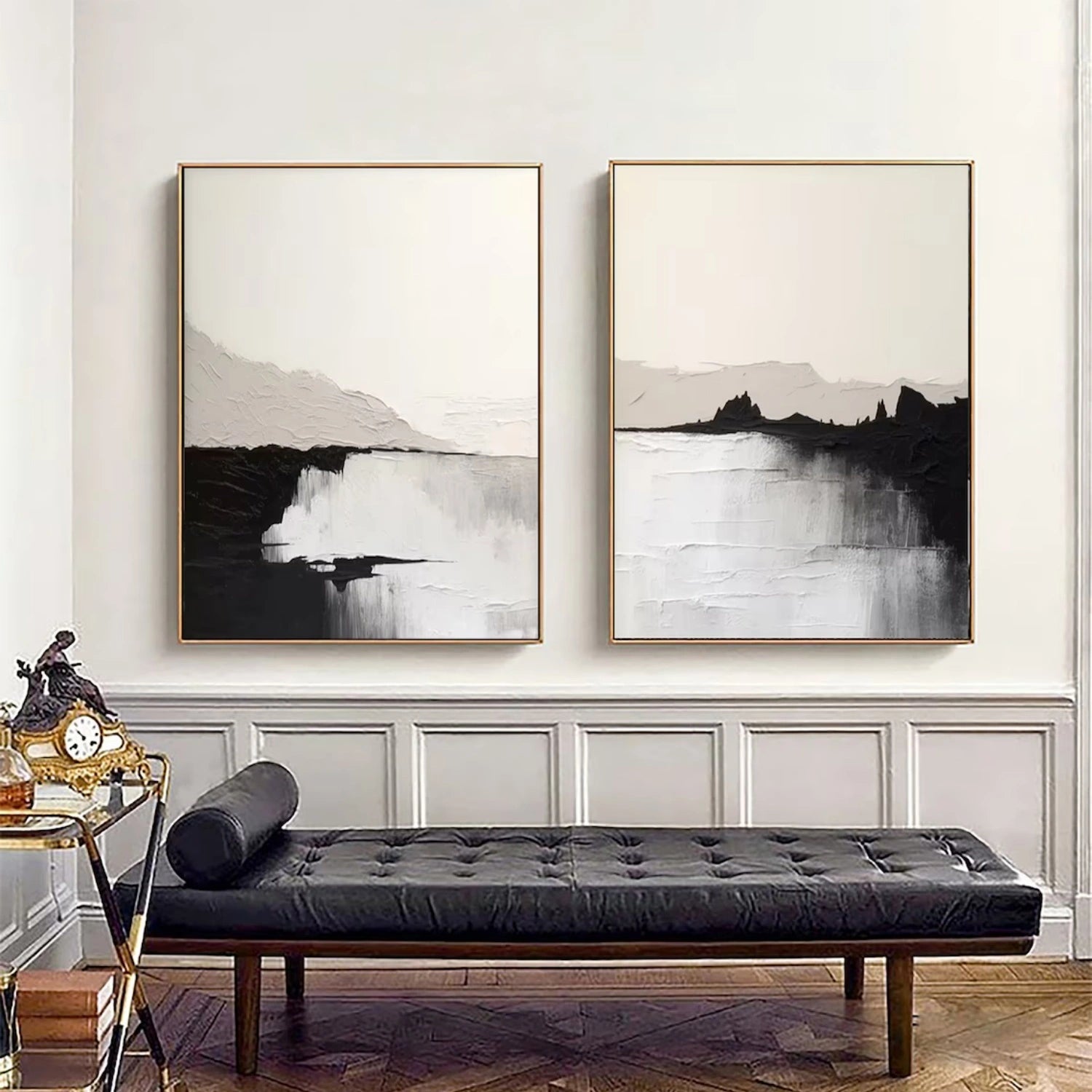 Custom Abstract Painting Set of 2 #AB 417 - Handmade Canvas Wall Art for Modern Home & Office Decor