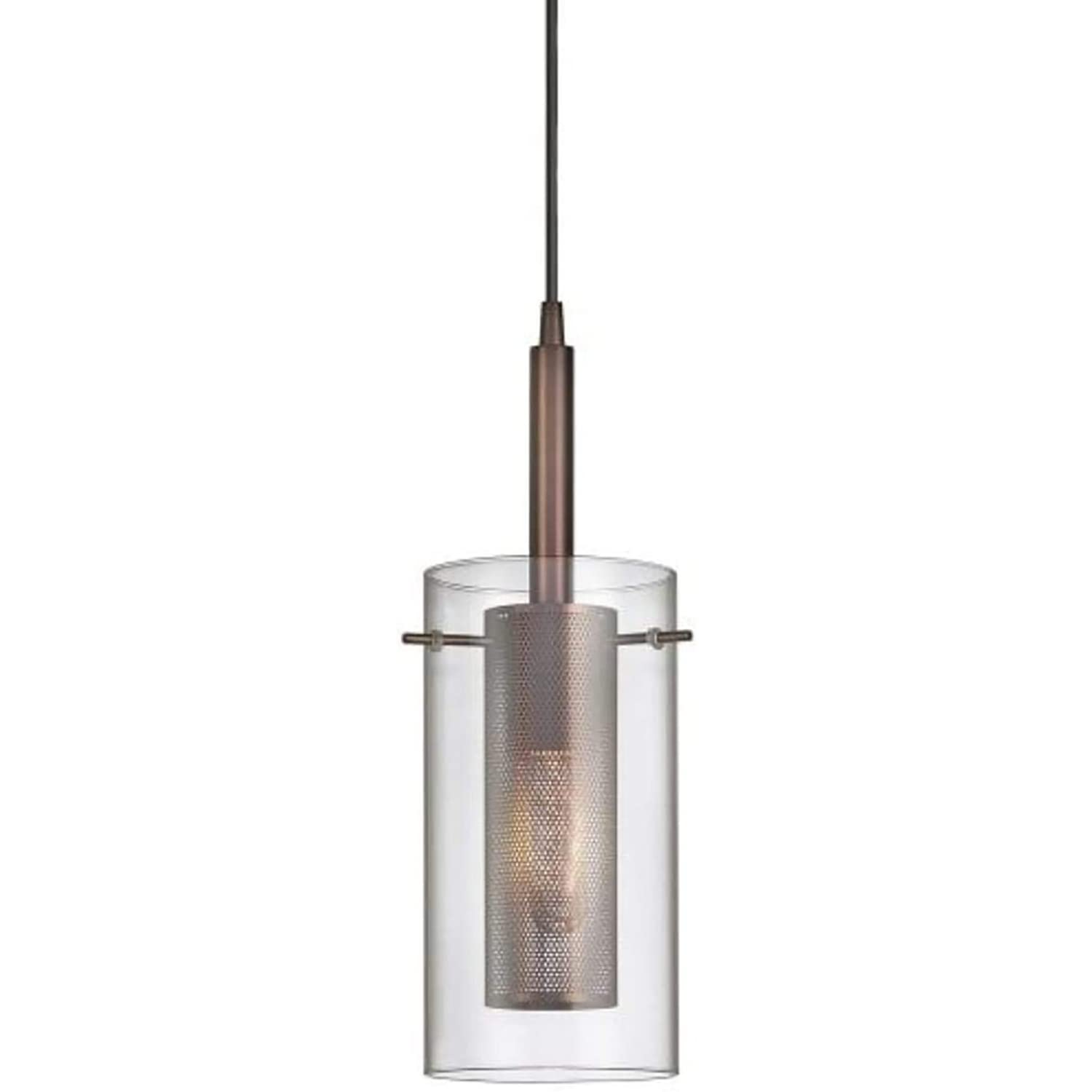 Dainolite 1LT Modern Industrial Metal and Glass Pendant Light Fixture - Perfect for Kitchen Island, Dining Room, or Bar Lighting