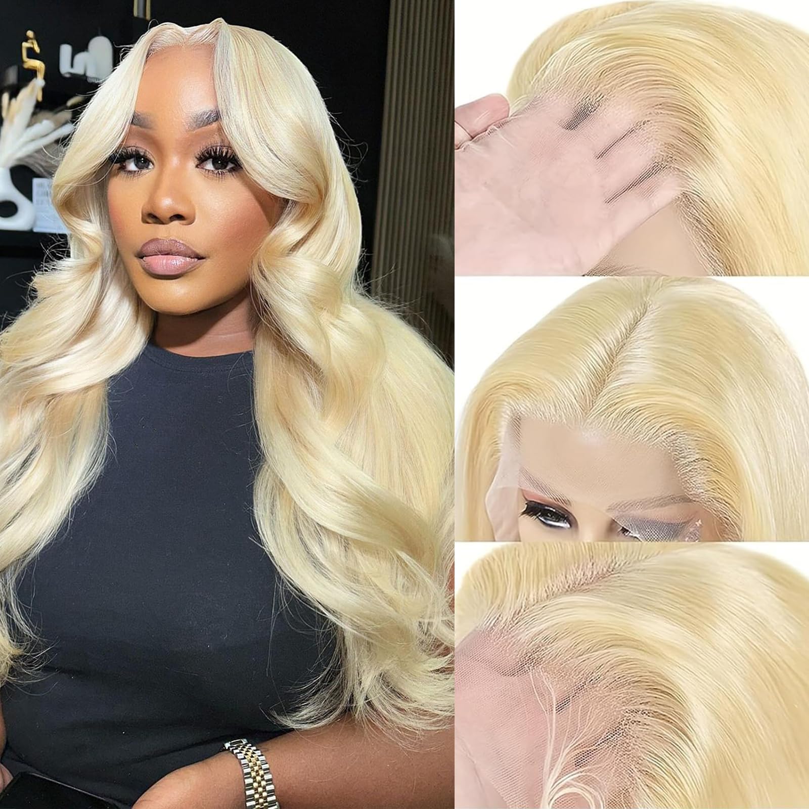 613 Blonde Lace Front Wig Human Hair - 28 Inch Body Wave 13x4 HD Lace Frontal Wig with Pre-Plucked Hairline, 180% Density & Baby Hair | Perfect for Cosplay, Daily Wear & Special Occasions