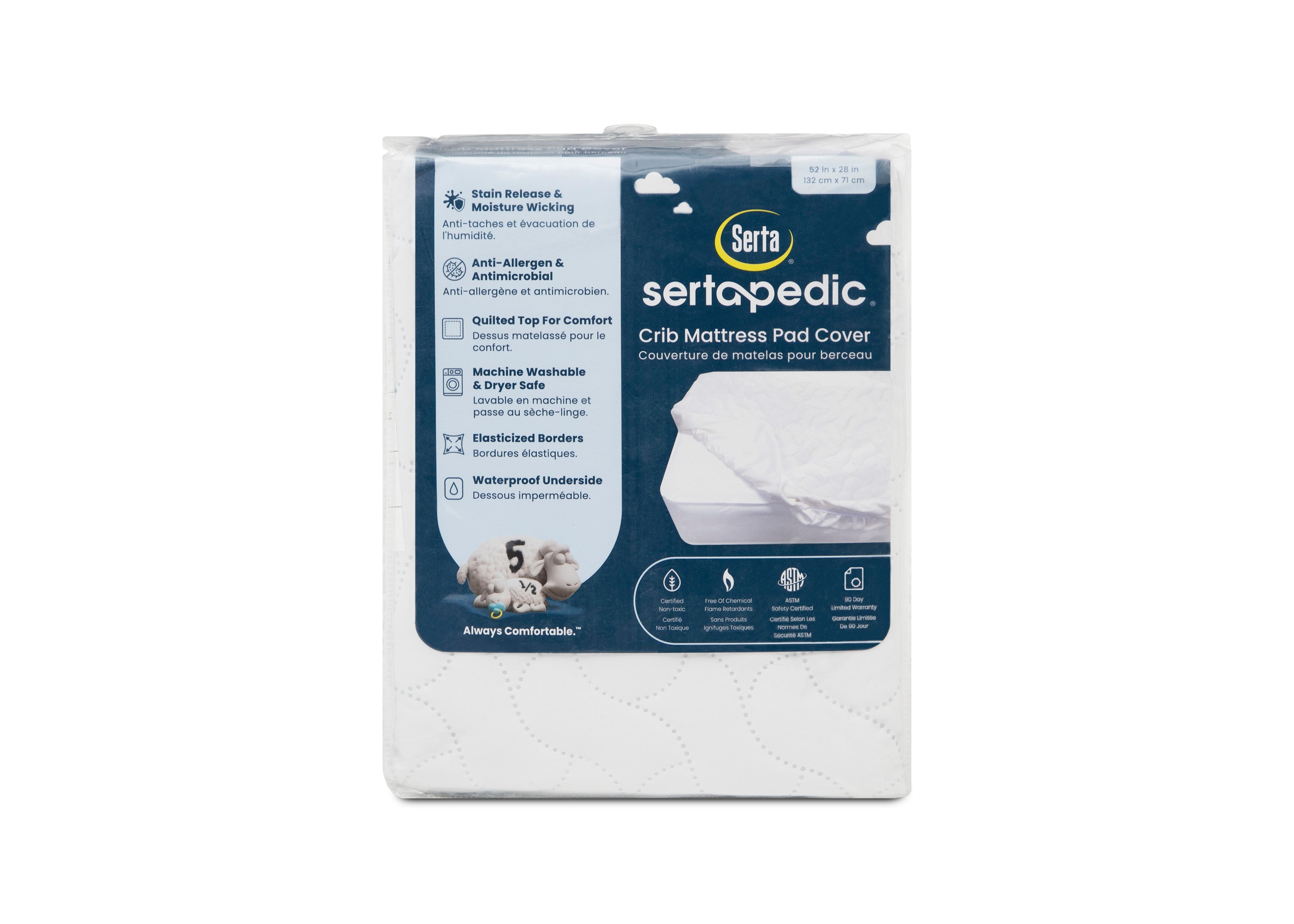 Sertapedic Waterproof Crib Mattress Pad Cover - Soft & Breathable for Baby's Comfort - Perfect for Nursery, Daycare & Travel