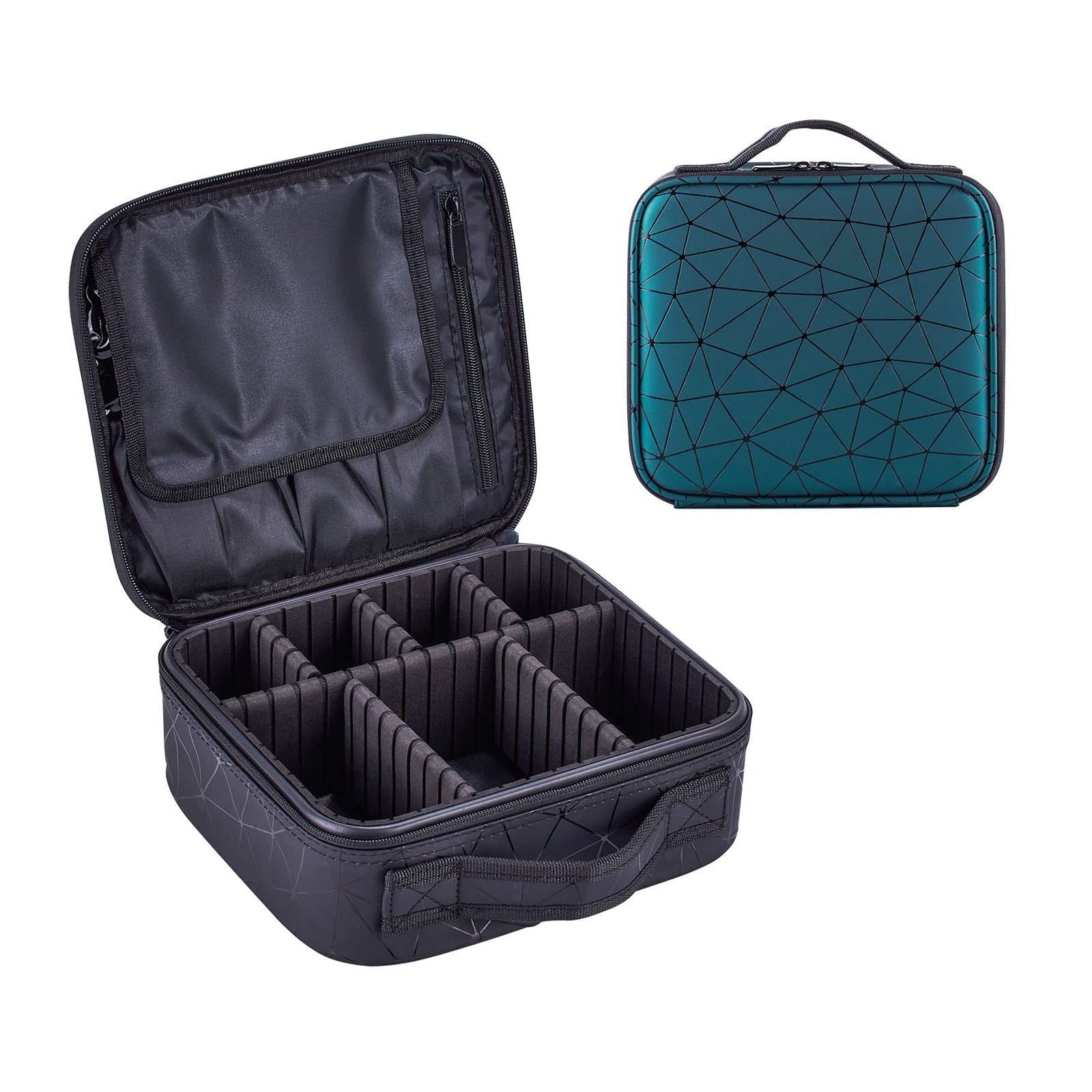 WONSAMAM Professional Travel Makeup Train Case - Adjustable Cosmetic Organizer Bag for Women with Brush & Toiletry Storage | Perfect for Travel, Home, Salon & Jewelry Accessories Organization
