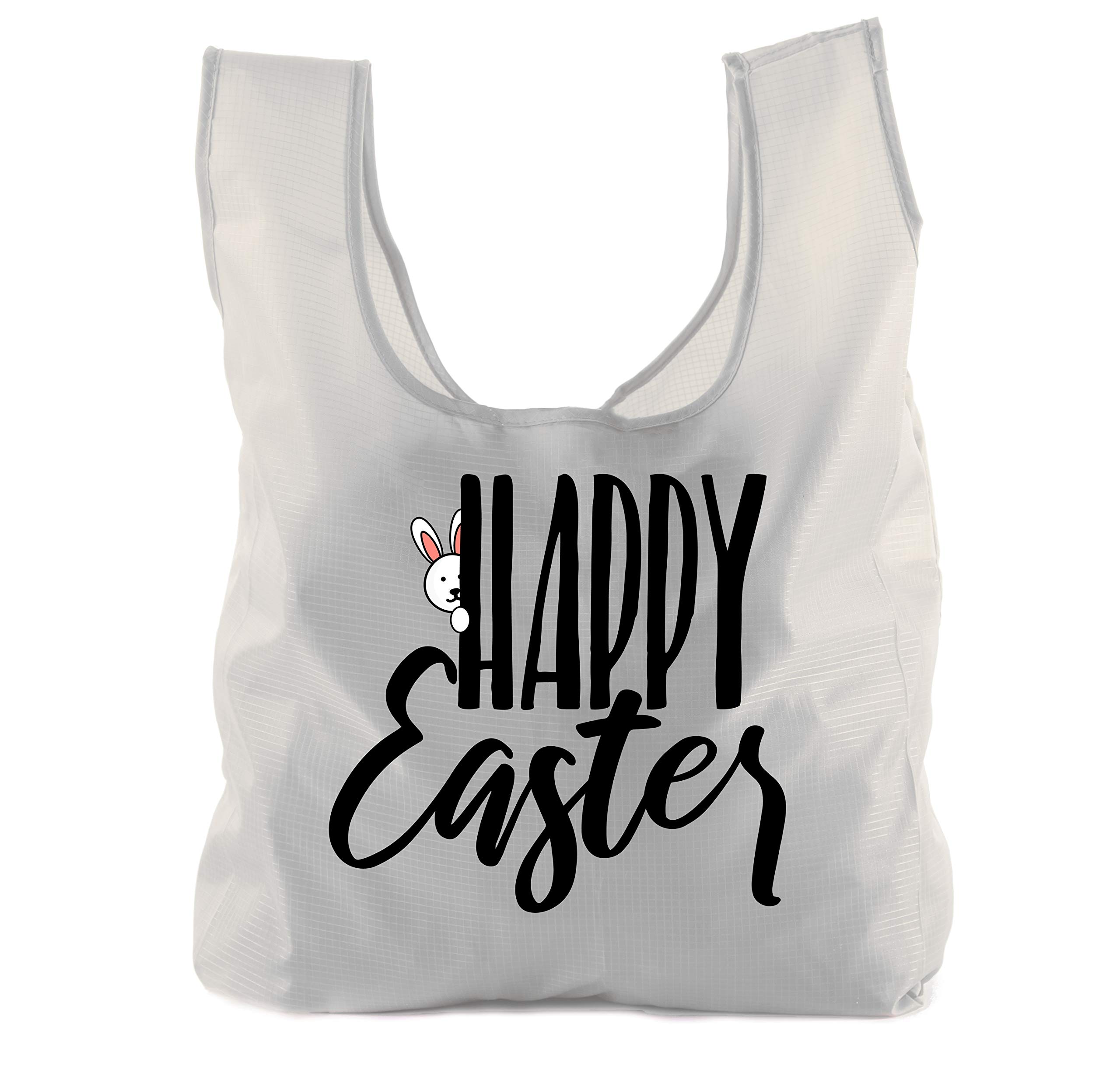 Easter Basket Bags - Bulk Reusable Grocery Tote Bags for Easter Egg Hunt - Peeking Bunny Design - White CA2650EasterDTG S2 - Perfect for Easter Gifts, Party Favors & Spring Celebrations